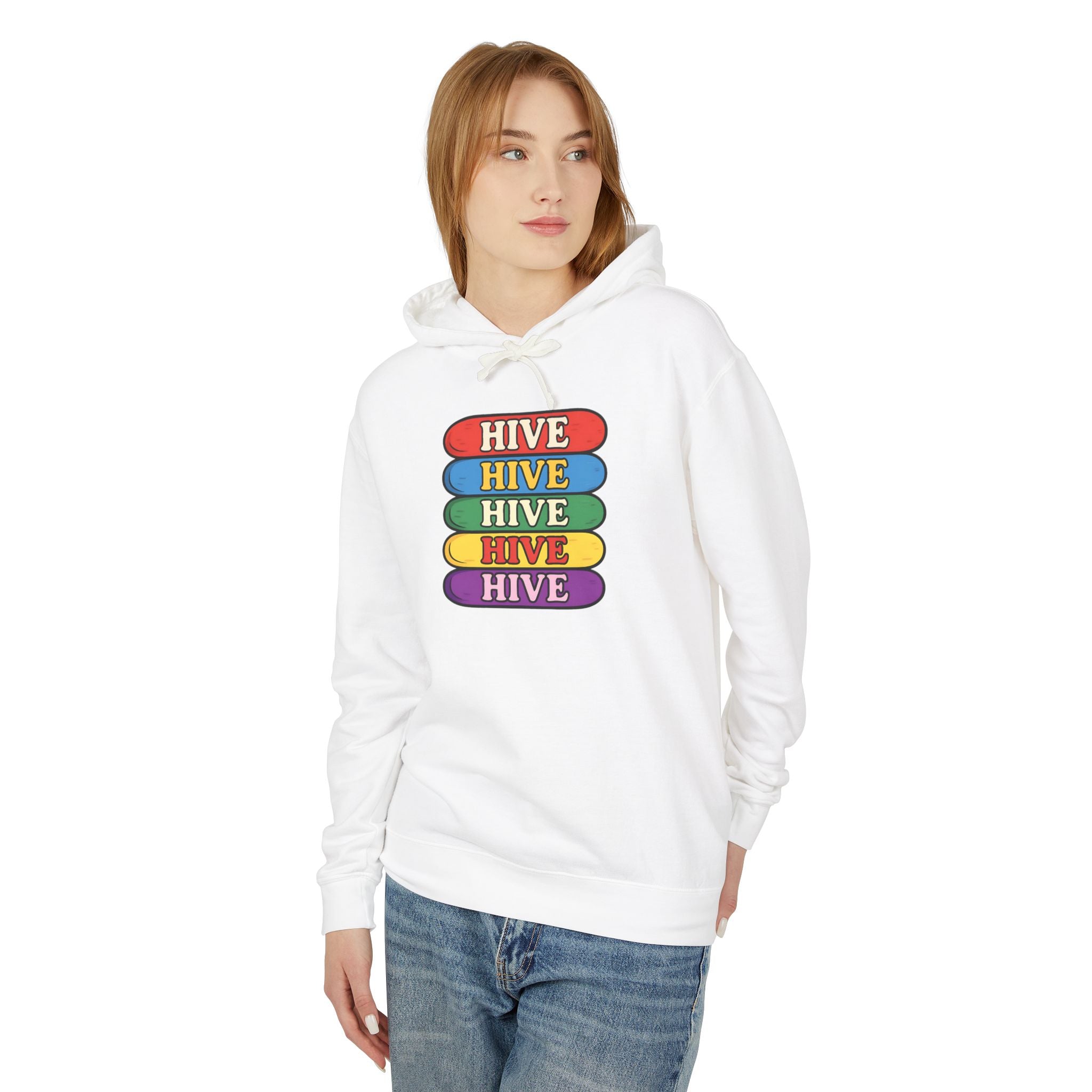 Hive Rainbow Hoodie — Retro Stacked Skateboard Graphic Hoodie