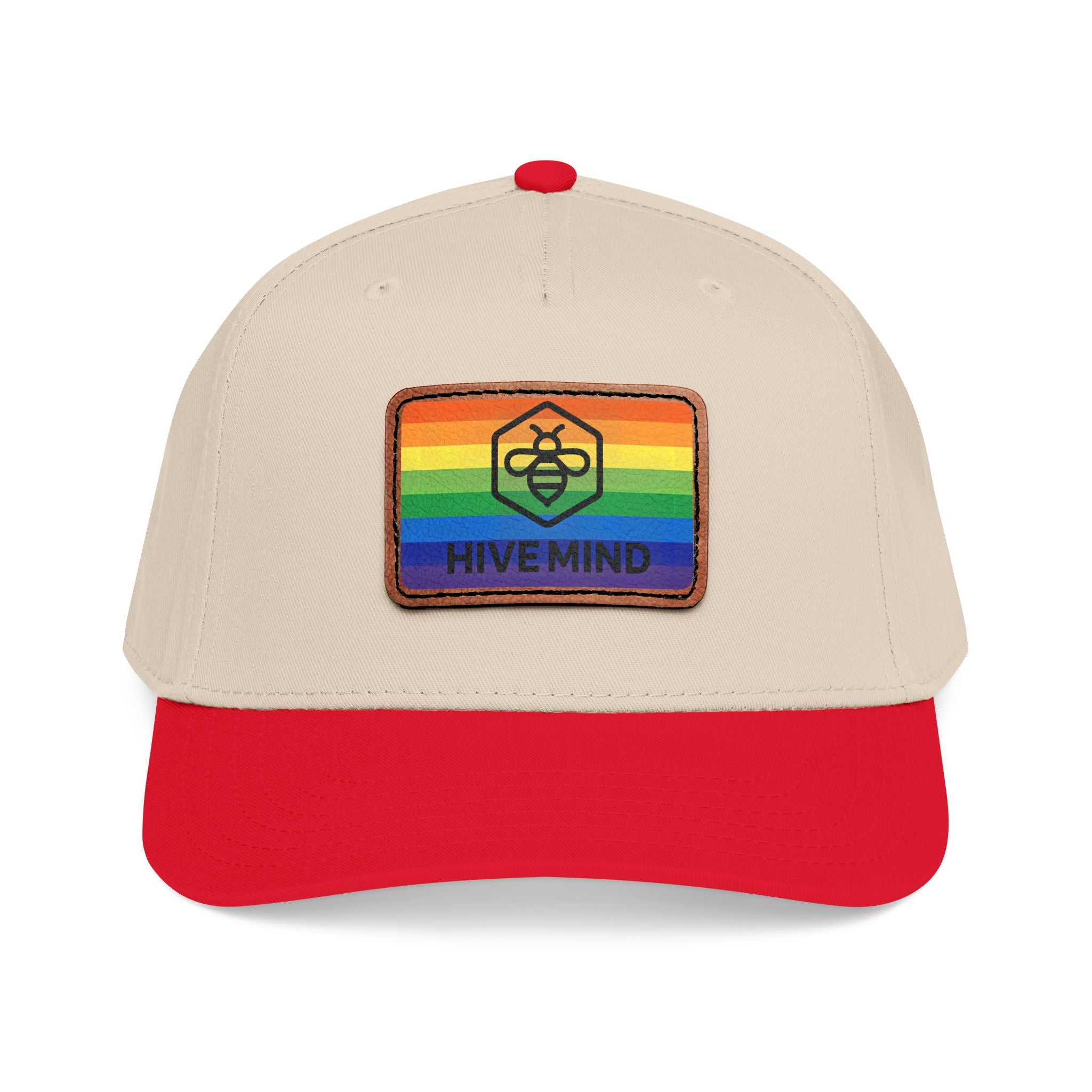 HAT — Rainbow Leather Patch Baseball Cap "HIVE MIND"
