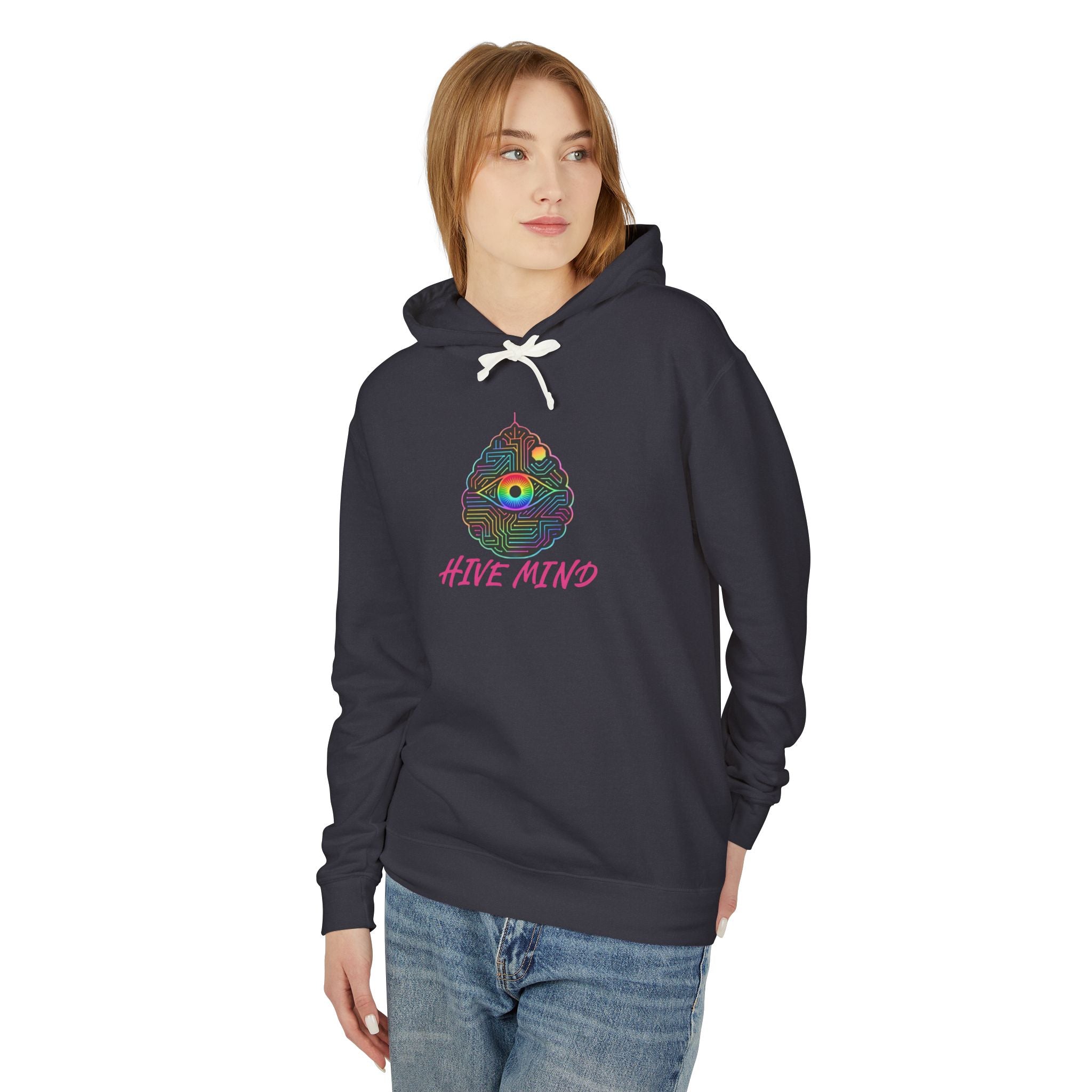 Hive Mind Hoodie — Colorful Bee Hive Graphic Lightweight Hoodie