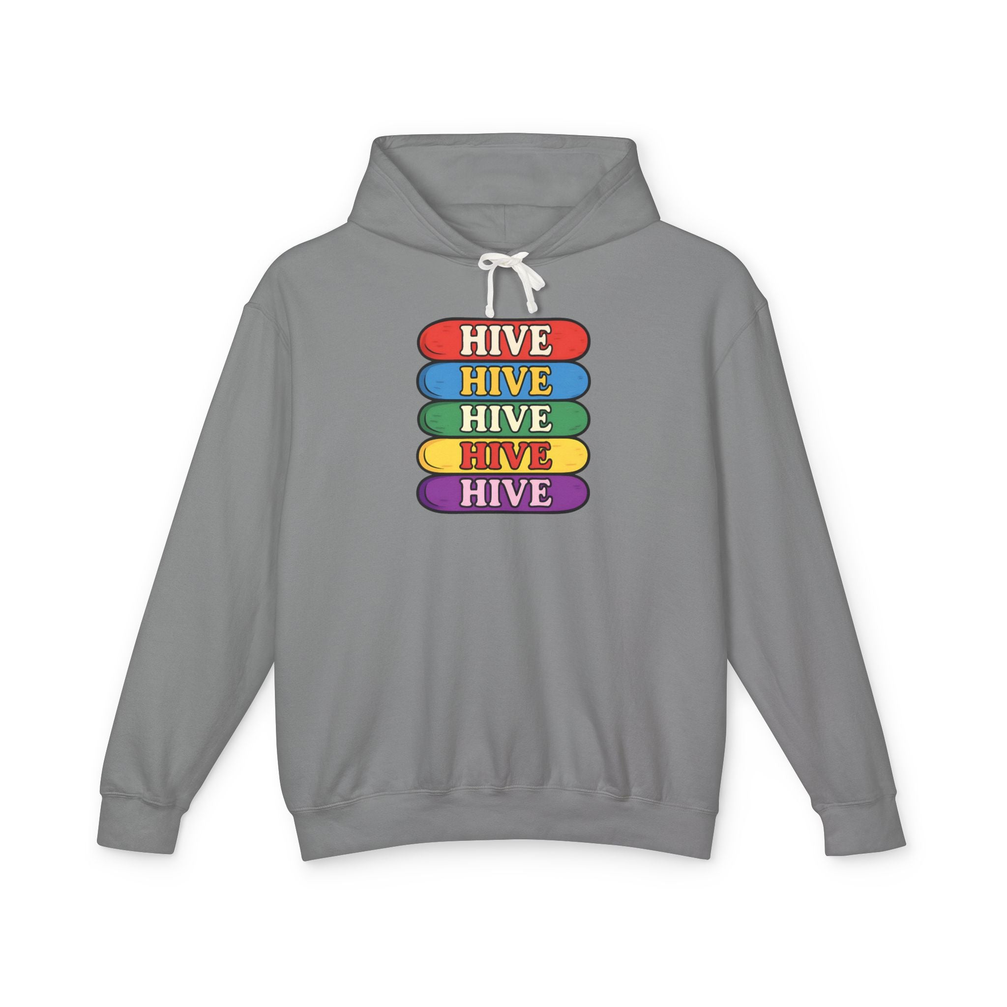 Hive Rainbow Hoodie — Retro Stacked Skateboard Graphic Hoodie