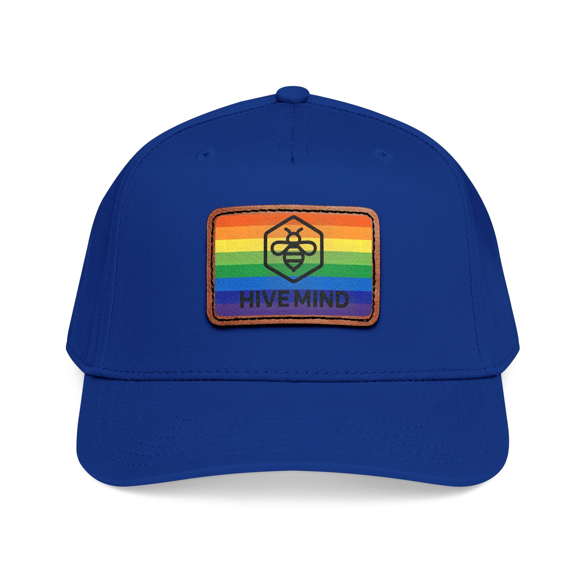 HAT — Rainbow Leather Patch Baseball Cap "HIVE MIND"