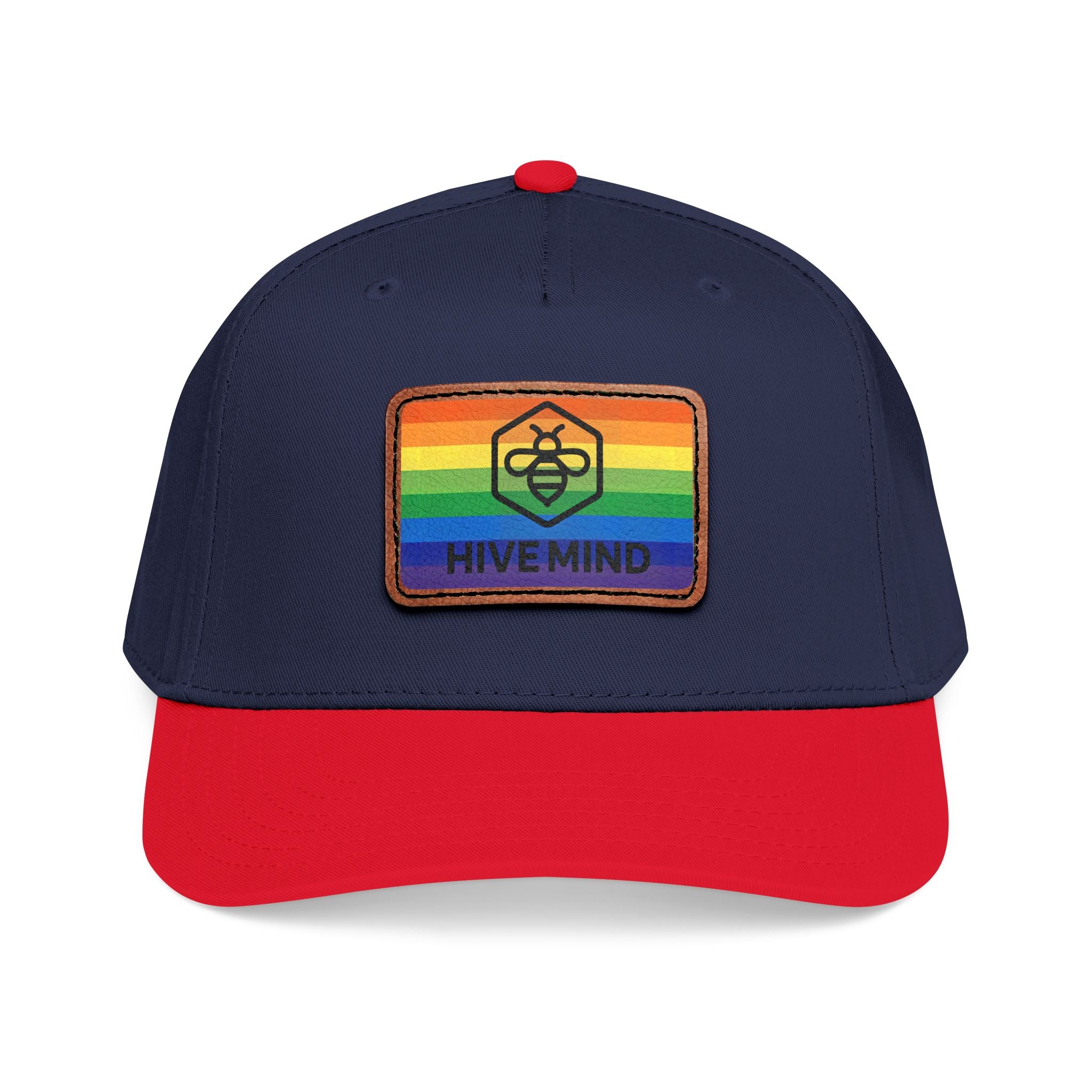 HAT — Rainbow Leather Patch Baseball Cap "HIVE MIND"
