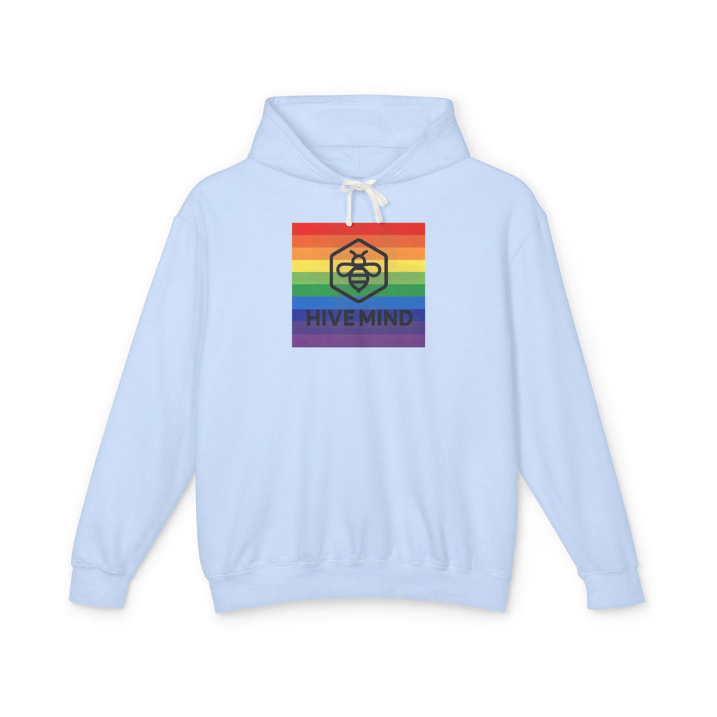 Hive Mind Rainbow Hoodie — LGBTQ+ Pride Bee Logo Lightweight Sweatshirt