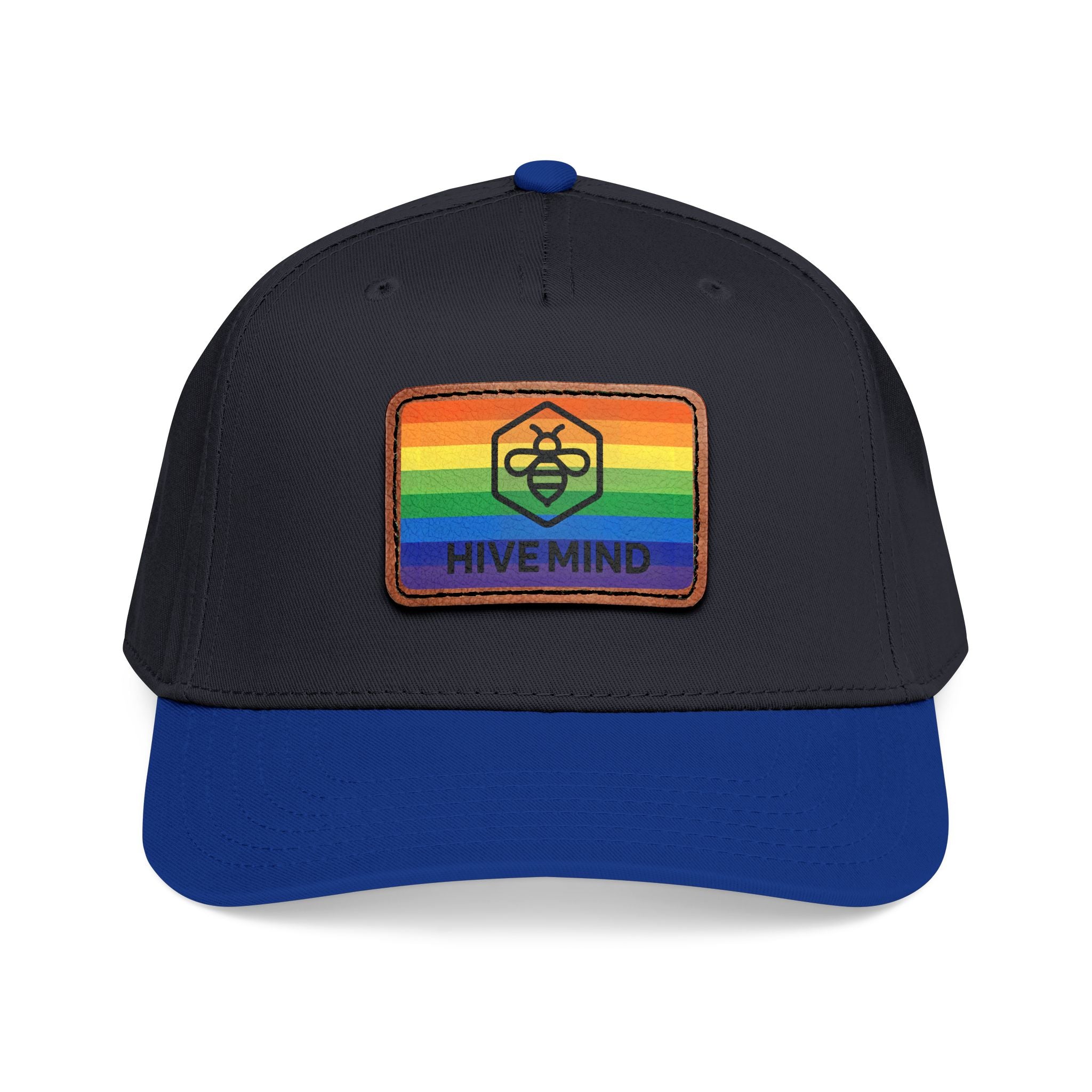 HAT — Rainbow Leather Patch Baseball Cap "HIVE MIND"