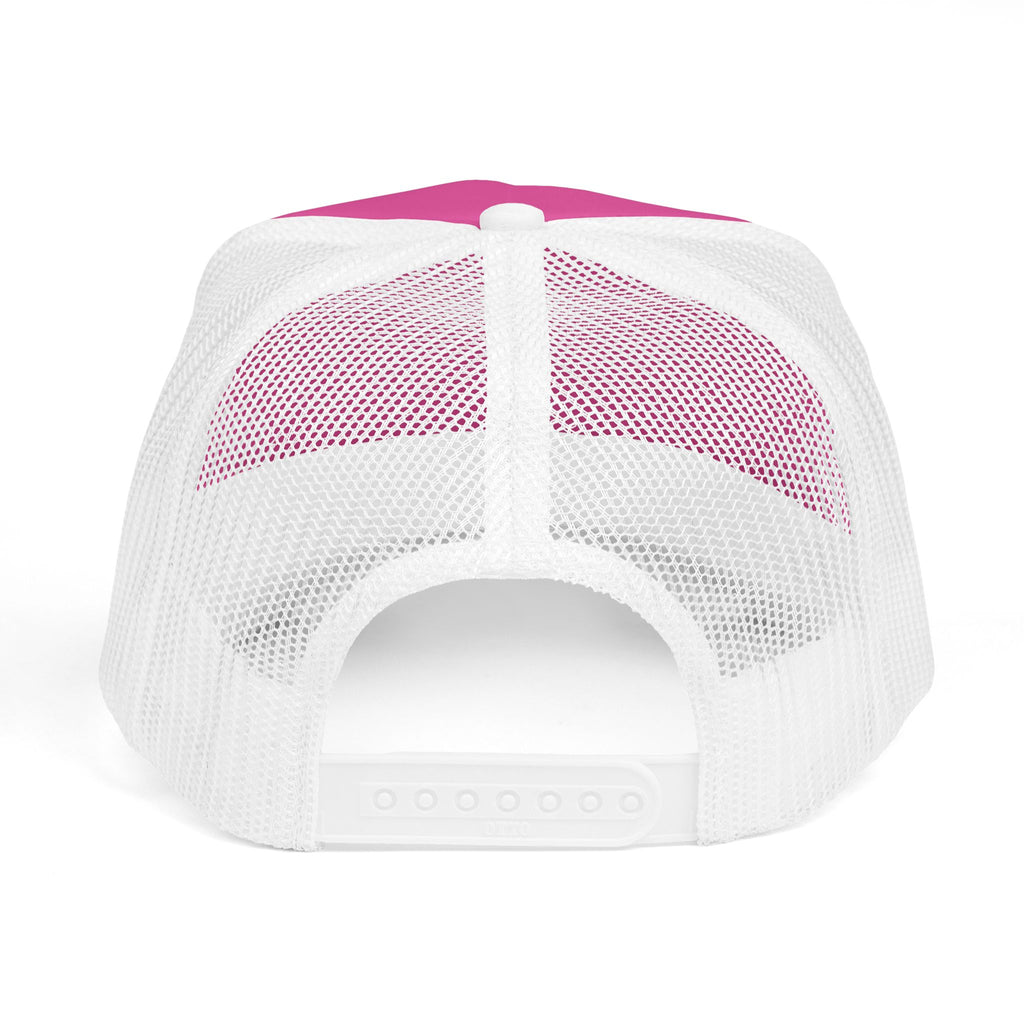 Design Has Been Foam Trucker Hat — Pink Mesh Graphic Cap