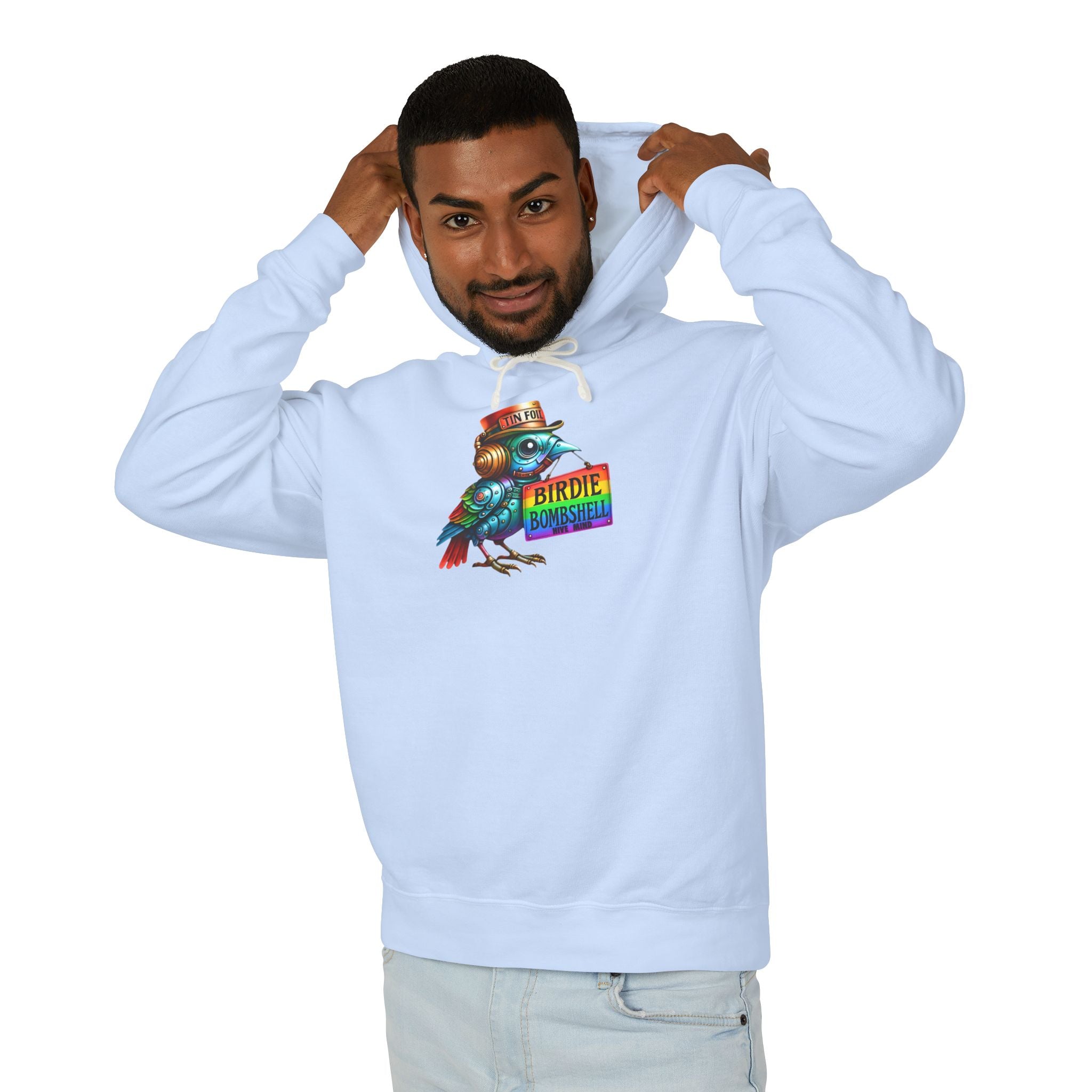 Birdie Barista Hoodie — Colorful Retro Coffee Bird Graphic Hoodie