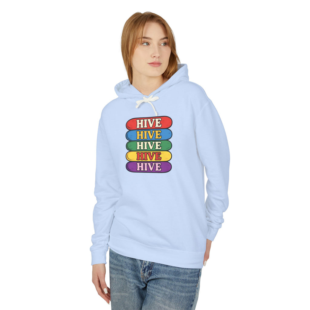 Hive Rainbow Hoodie — Retro Stacked Skateboard Graphic Hoodie