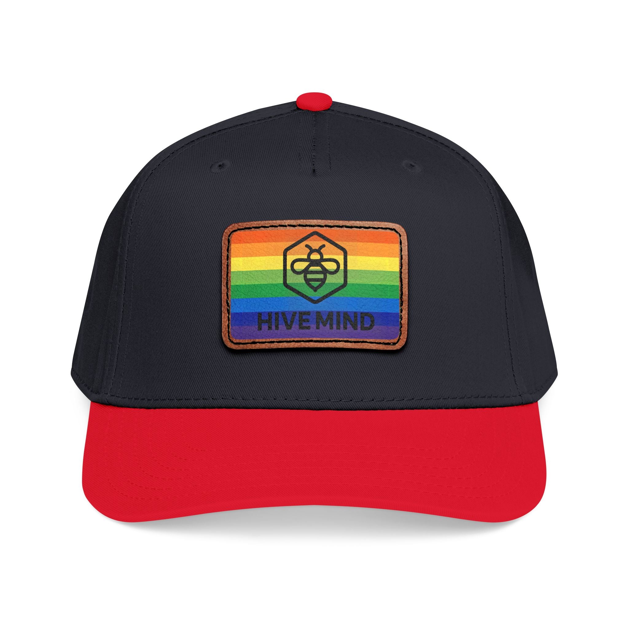 HAT — Rainbow Leather Patch Baseball Cap "HIVE MIND"