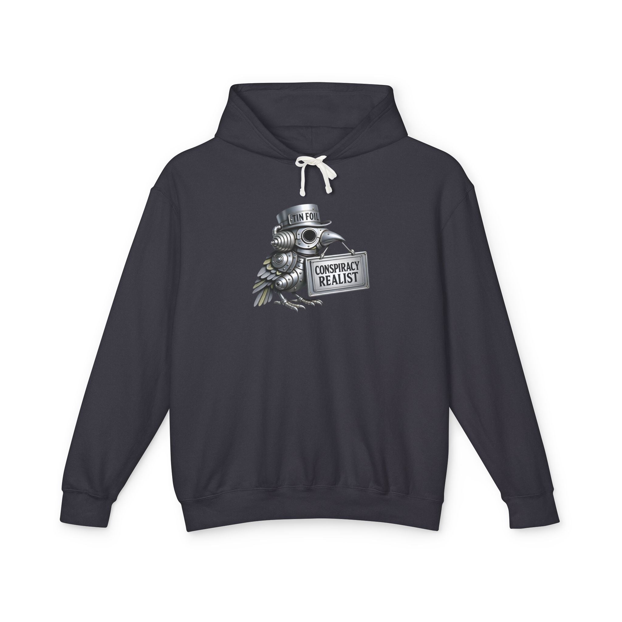 Conspiracy Realist Hoodie – Vintage Crow with Sign Graphic