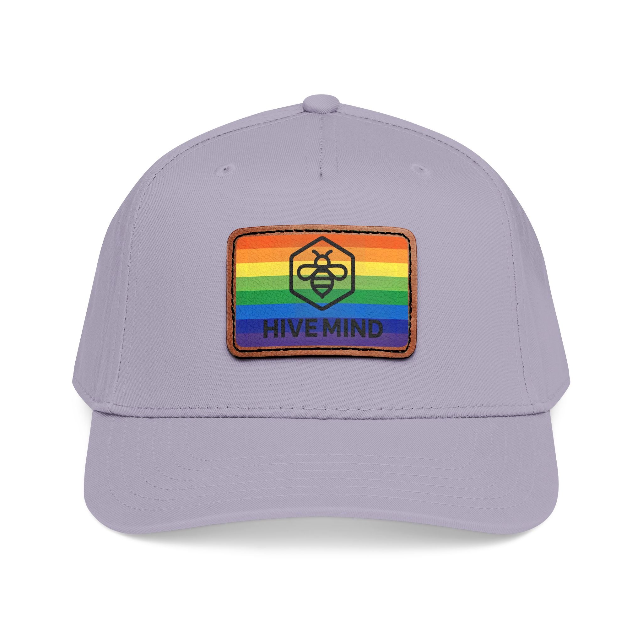 HAT — Rainbow Leather Patch Baseball Cap "HIVE MIND"