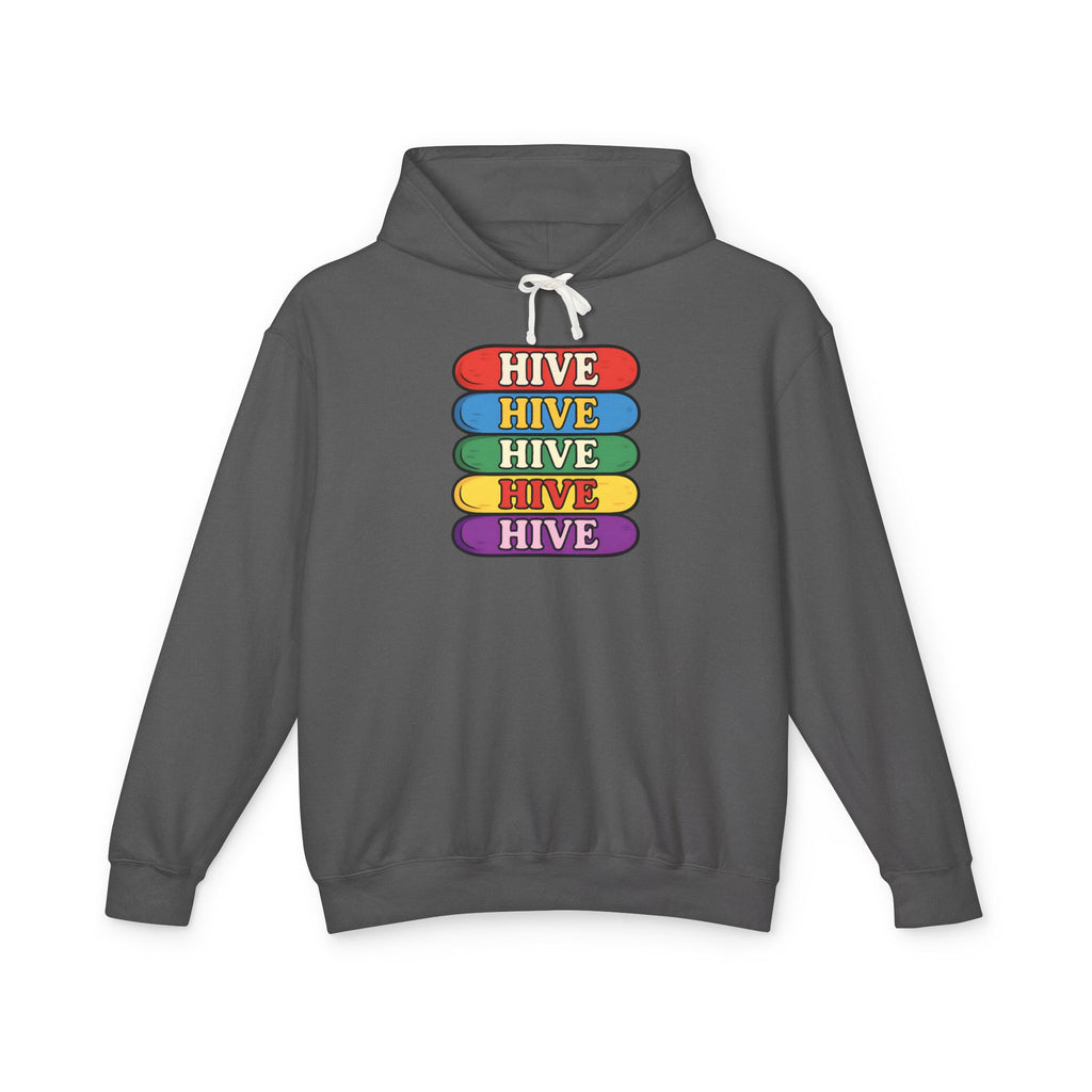 Hive Rainbow Hoodie — Retro Stacked Skateboard Graphic Hoodie