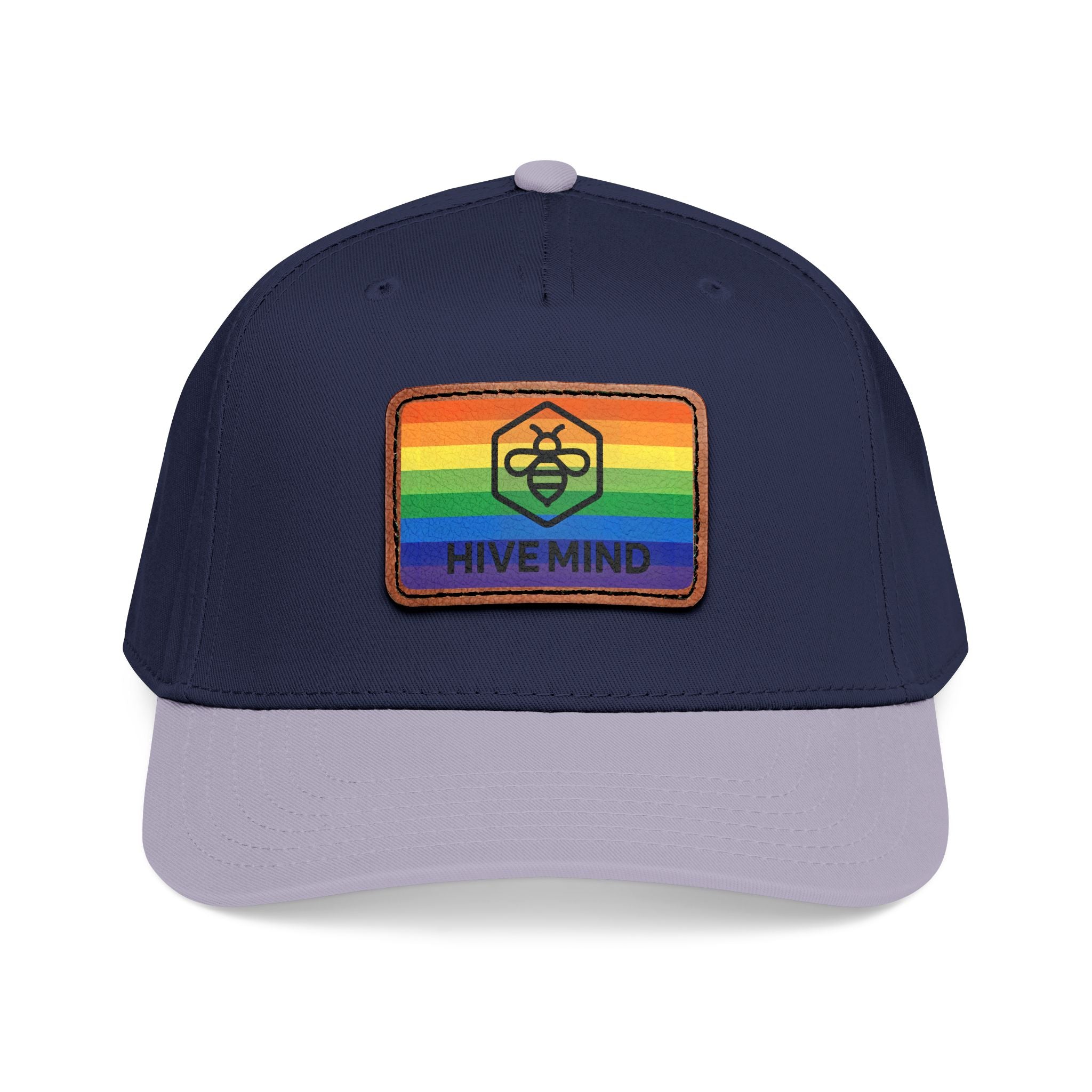 HAT — Rainbow Leather Patch Baseball Cap "HIVE MIND"