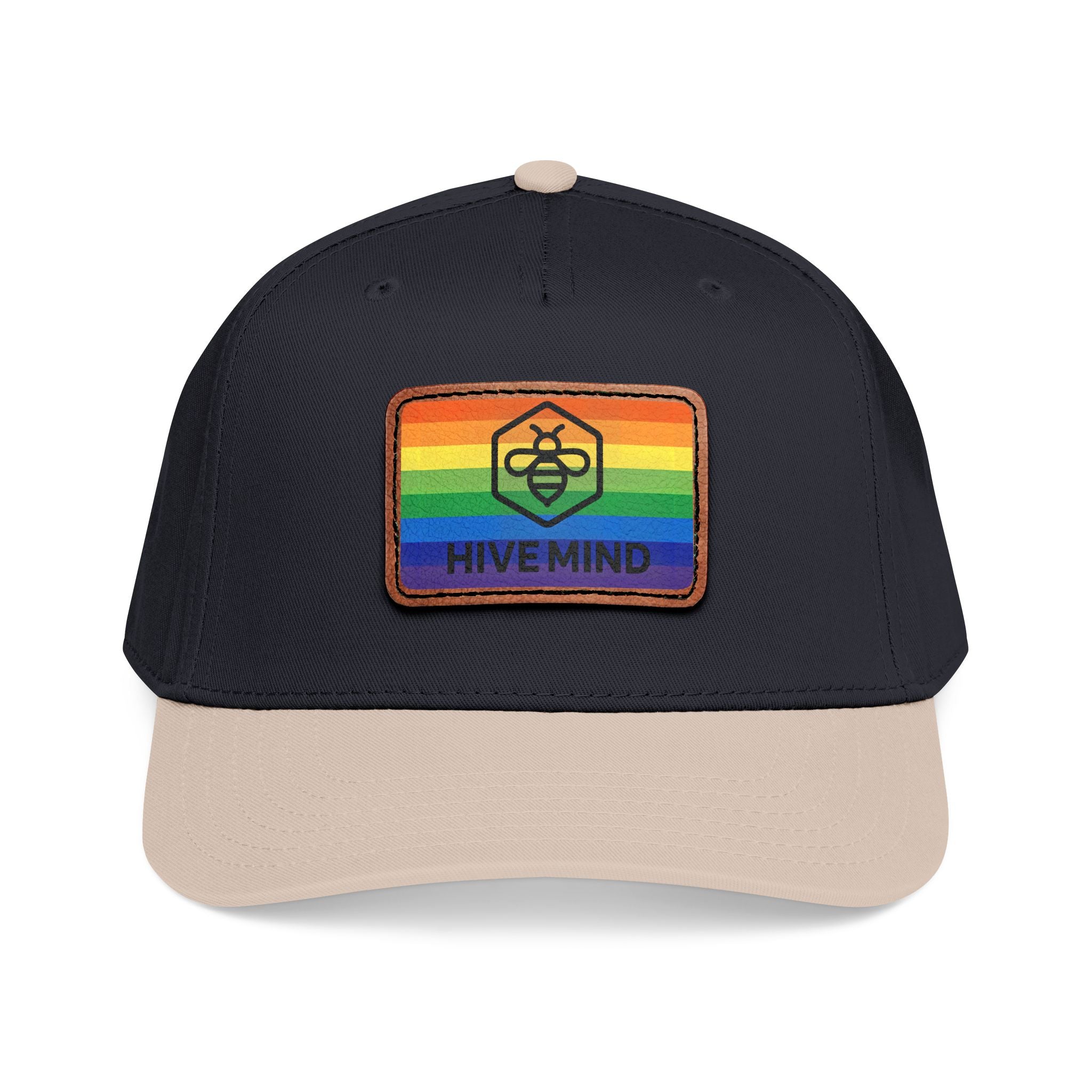 HAT — Rainbow Leather Patch Baseball Cap "HIVE MIND"
