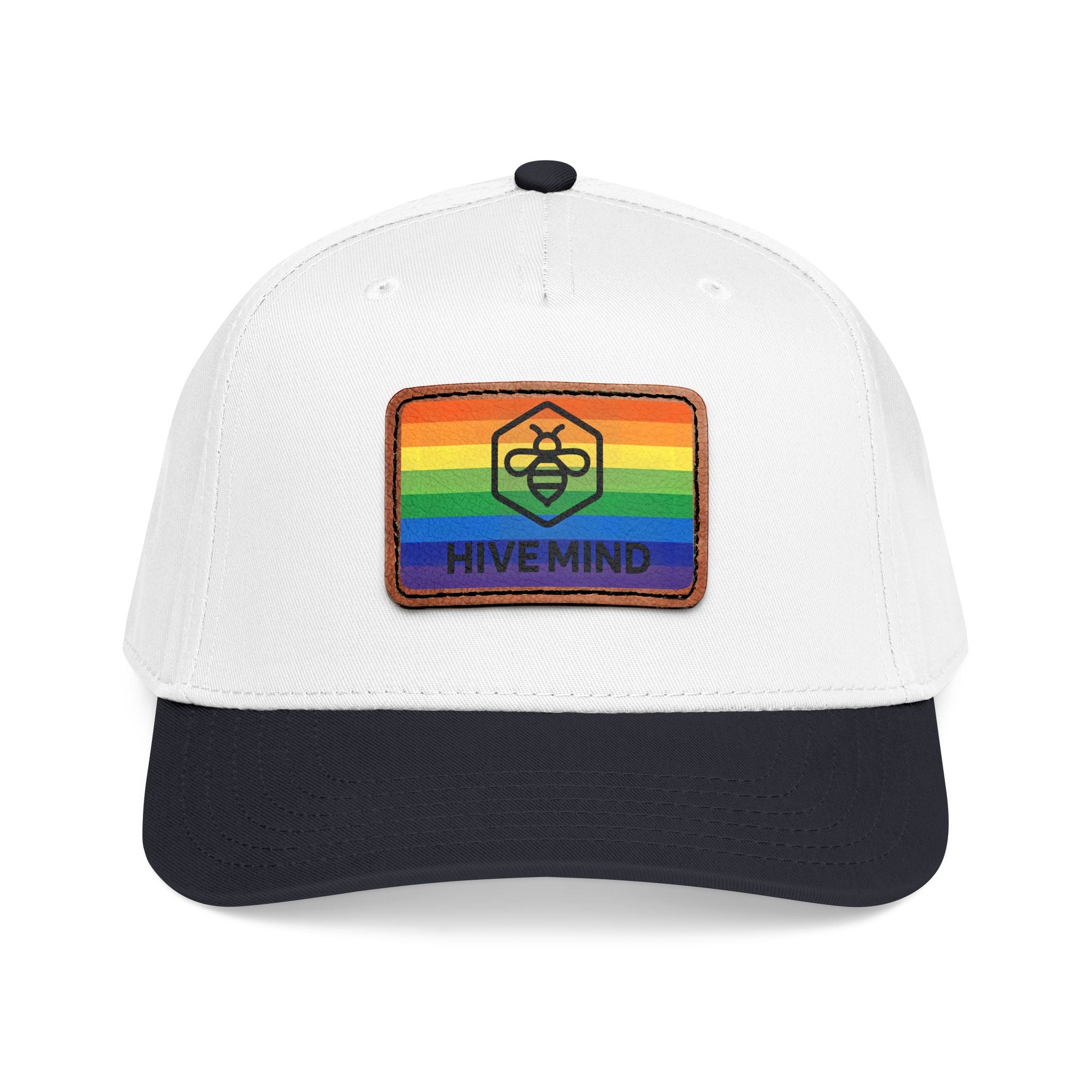 HAT — Rainbow Leather Patch Baseball Cap "HIVE MIND"