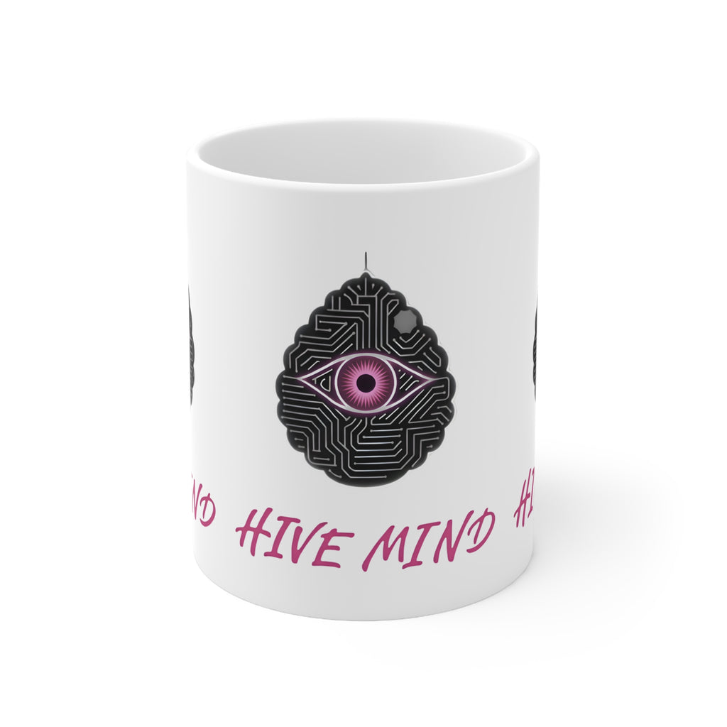 Ceramic Mug — 'Hive Mind' Pink Eye Circuit Design, 11oz & 15oz