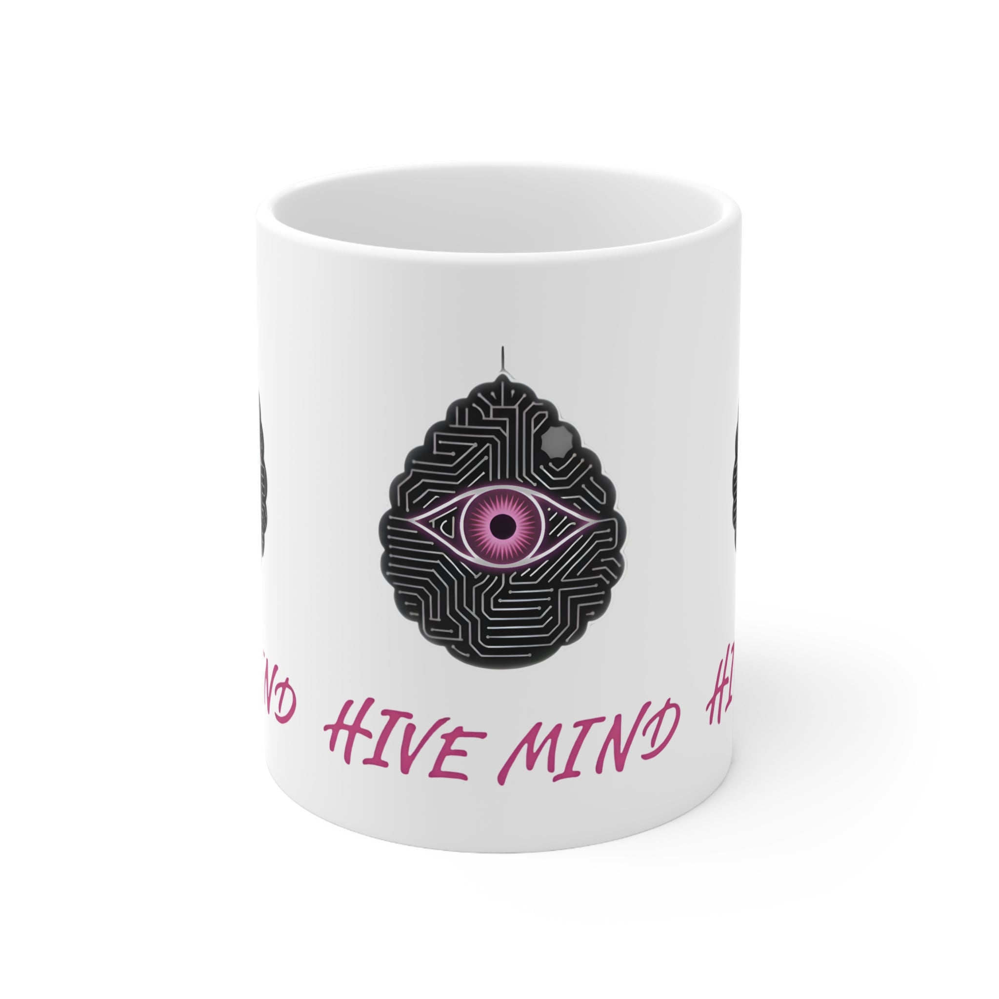 Ceramic Mug — 'Hive Mind' Pink Eye Circuit Design, 11oz & 15oz