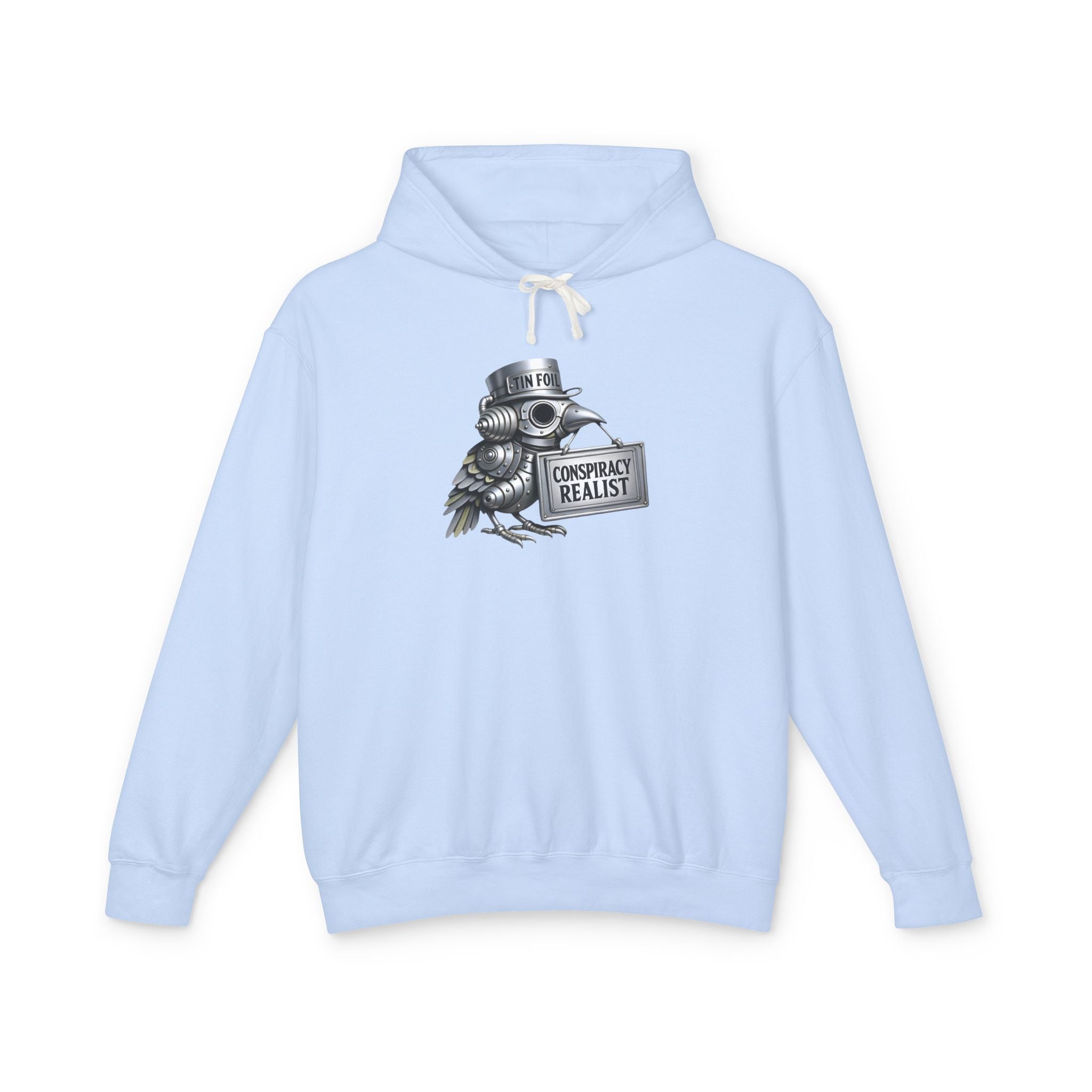 Conspiracy Realist Hoodie – Vintage Crow with Sign Graphic