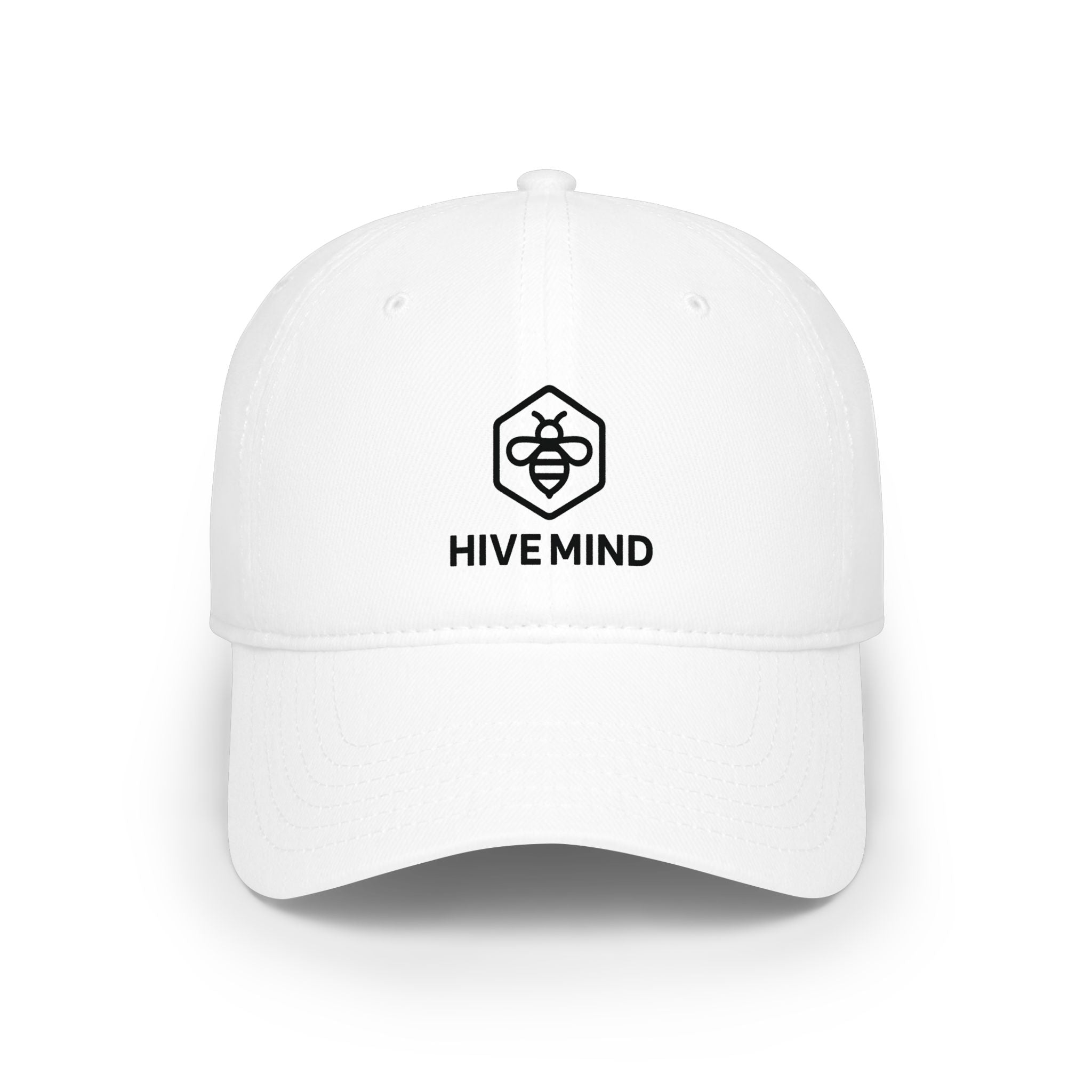Hive Mind Embroidered Baseball Cap — Minimal Bee Logo Hat