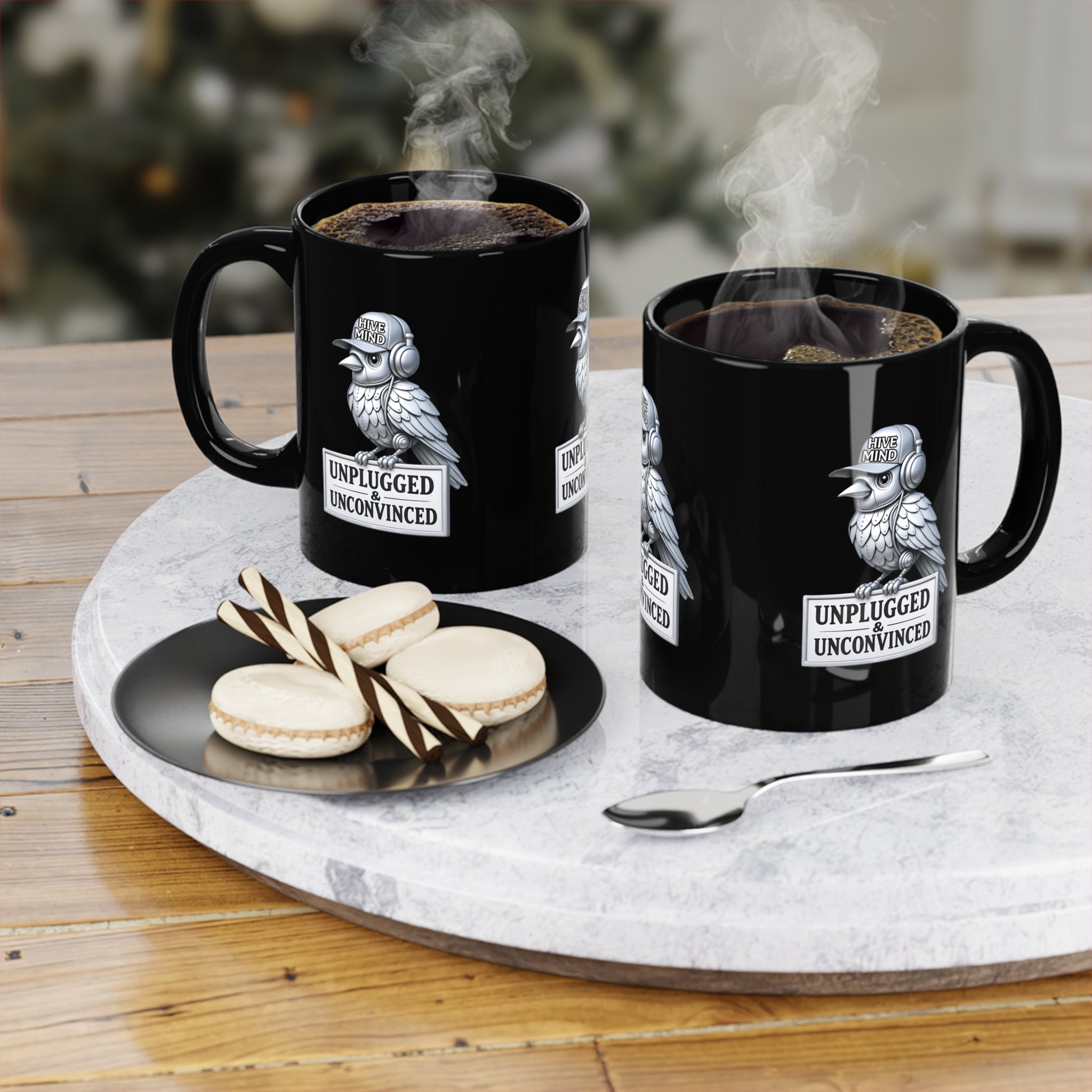 Unplugged & Unconvinced Coffee Mug — Black 11oz