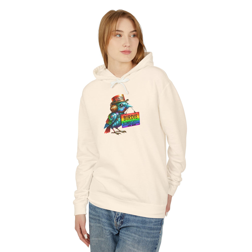 Birdie Barista Hoodie — Colorful Retro Coffee Bird Graphic Hoodie