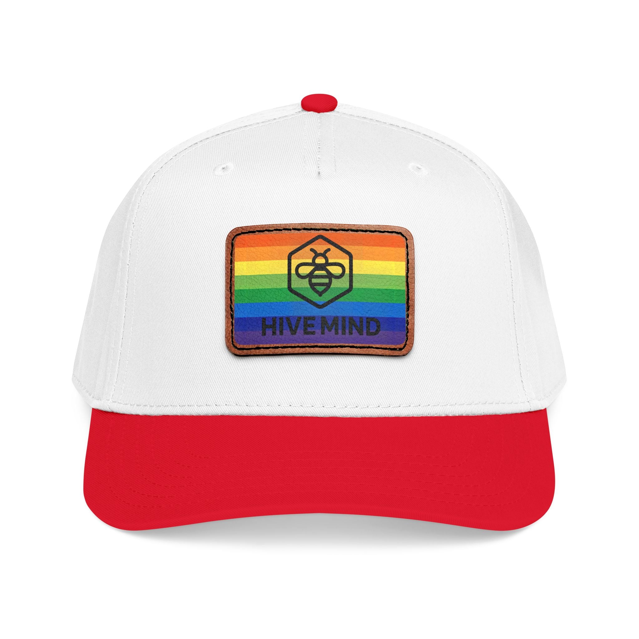 HAT — Rainbow Leather Patch Baseball Cap "HIVE MIND"