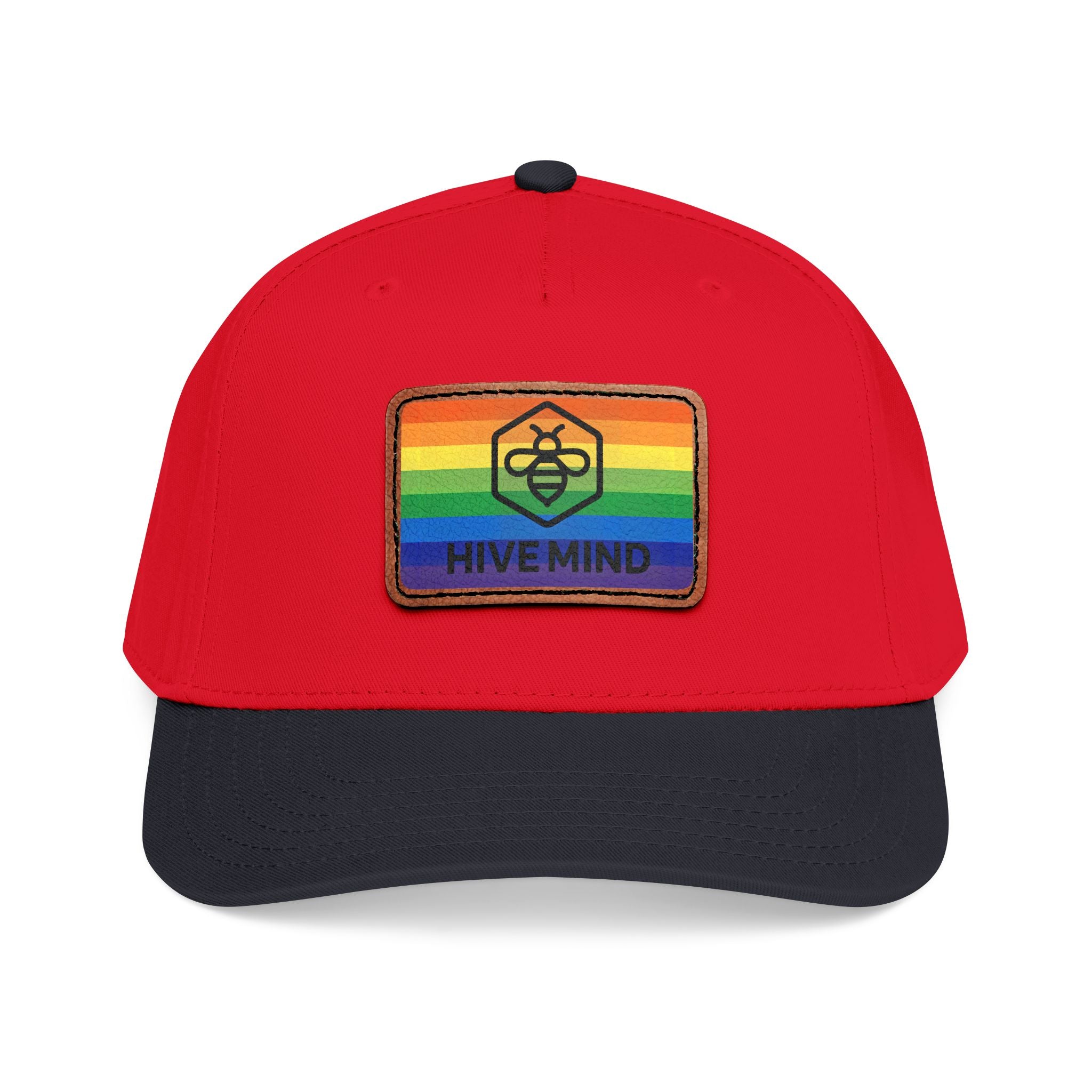 HAT — Rainbow Leather Patch Baseball Cap "HIVE MIND"