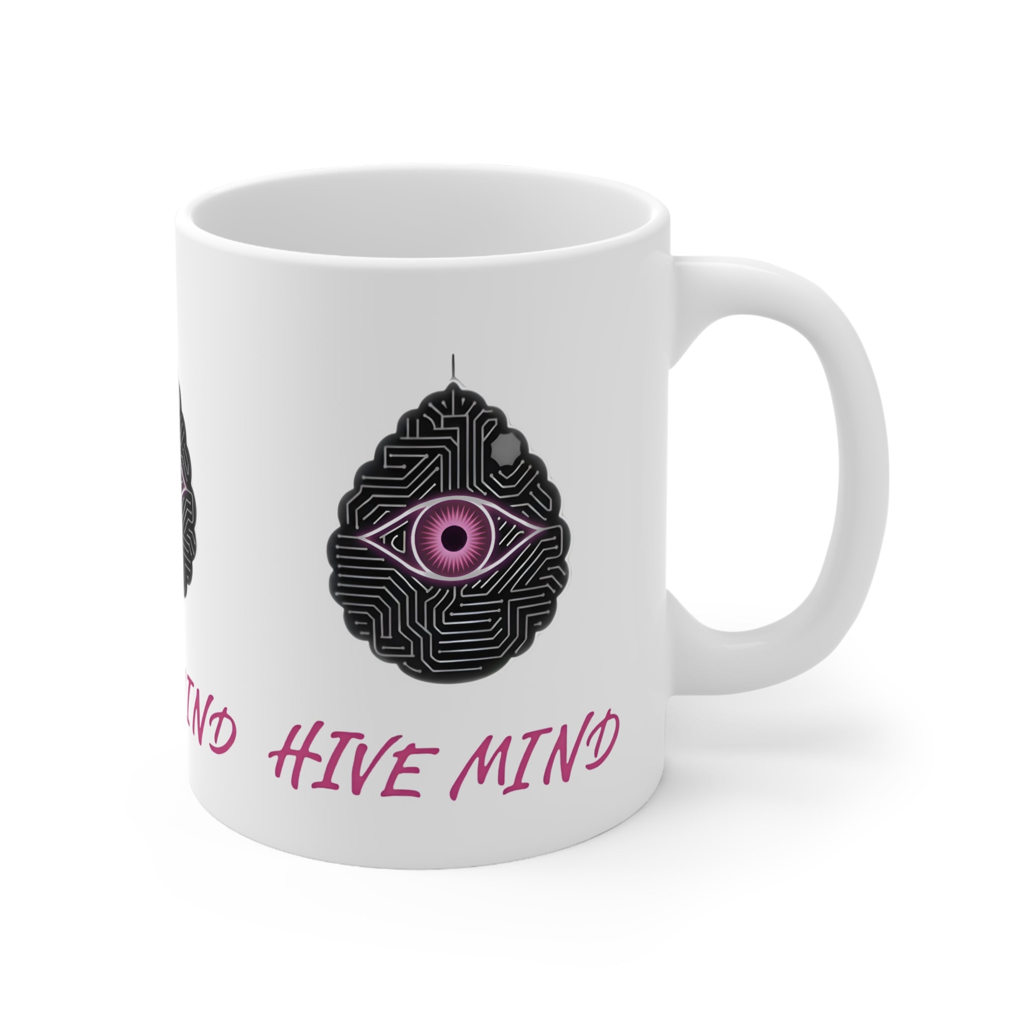 Ceramic Mug — 'Hive Mind' Pink Eye Circuit Design, 11oz & 15oz