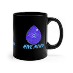 Hive Mind Black Coffee Mug — 11oz Neon Cyber Brain Design