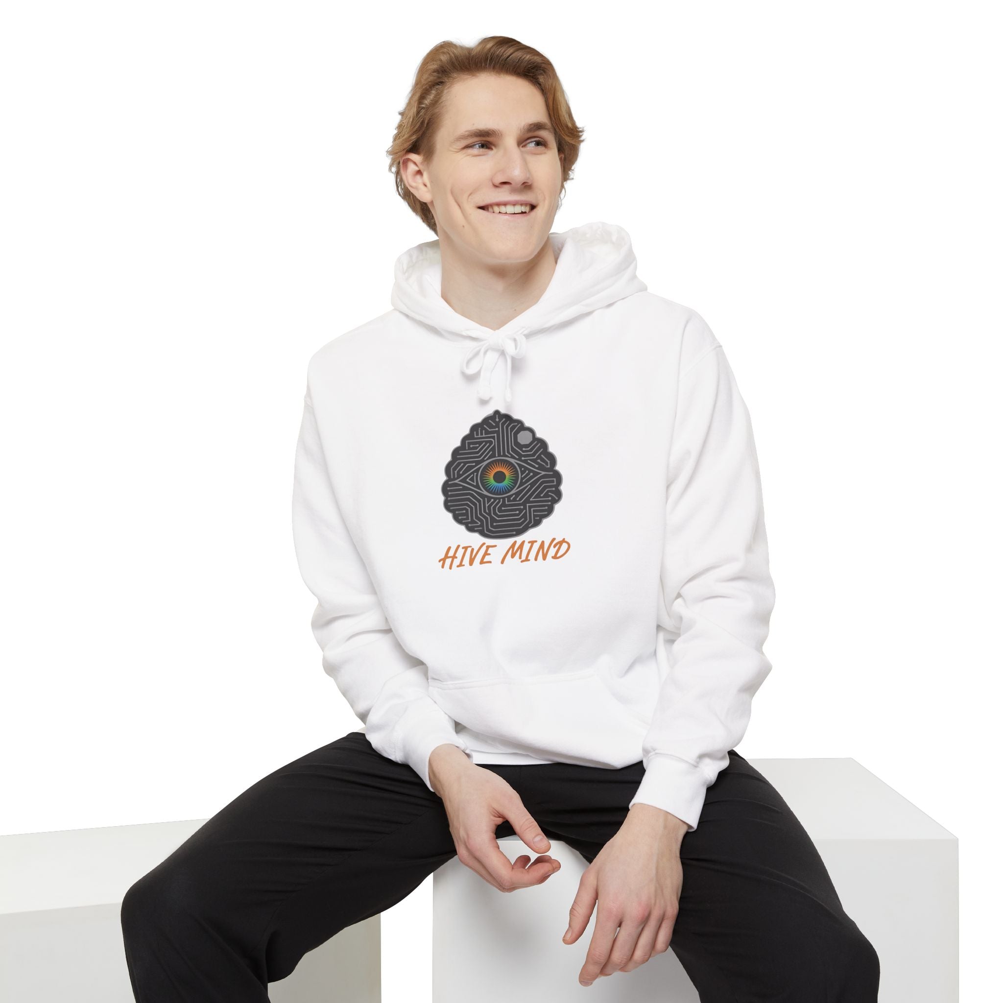 Hive Mind Hoodie — Minimal Bee Hive Graphic Pullover
