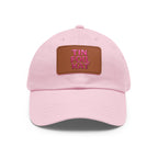 Dad Hat — Pink Leather Patch “TIN FOIL HAT” Embroidered Cap