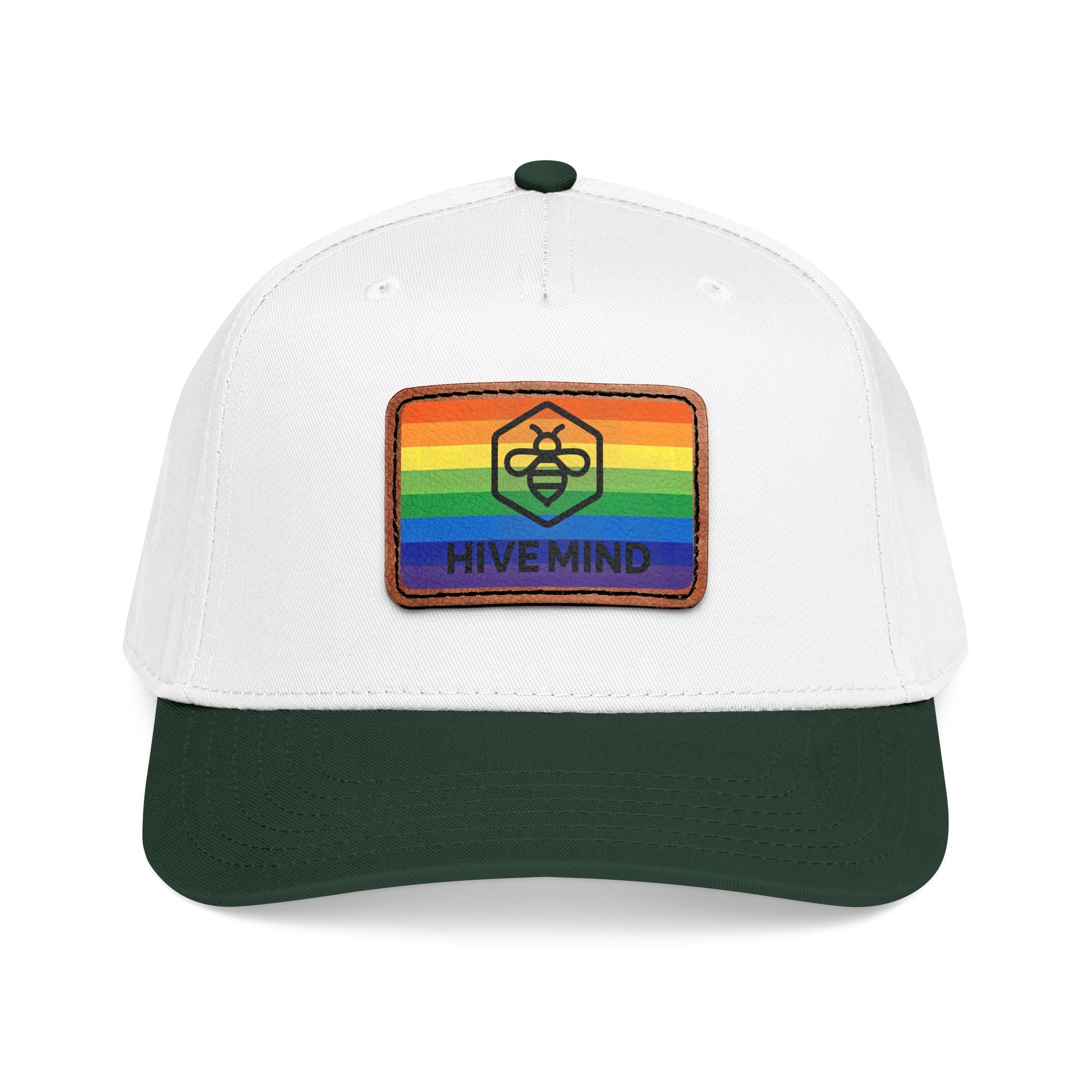 HAT — Rainbow Leather Patch Baseball Cap "HIVE MIND"