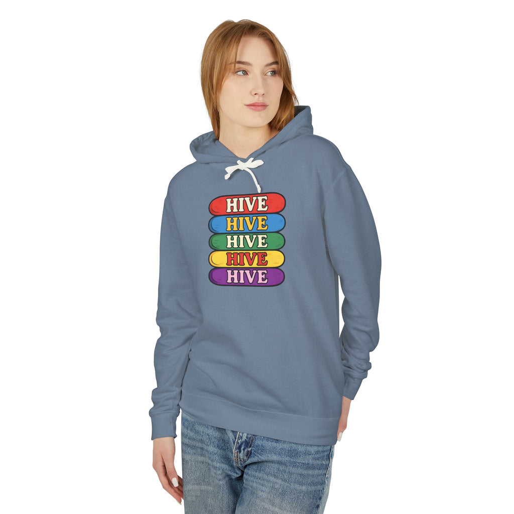 Hive Rainbow Hoodie — Retro Stacked Skateboard Graphic Hoodie