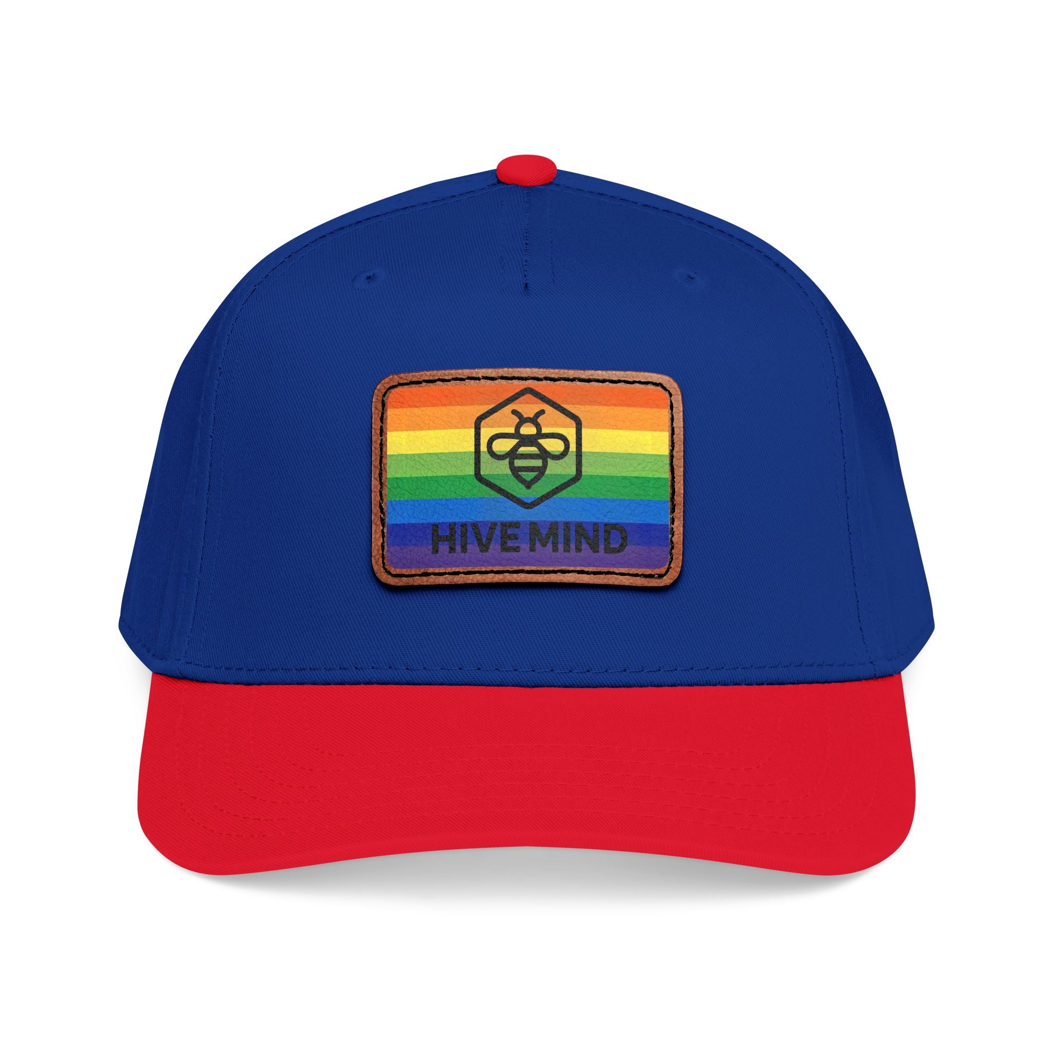 HAT — Rainbow Leather Patch Baseball Cap "HIVE MIND"