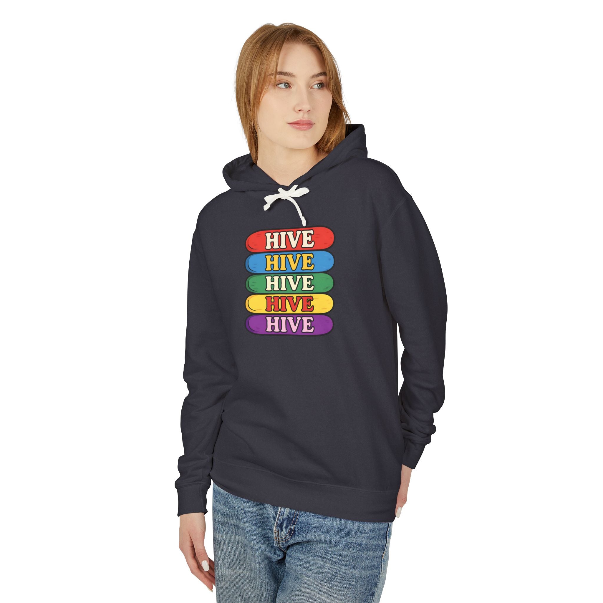 Hive Rainbow Hoodie — Retro Stacked Skateboard Graphic Hoodie