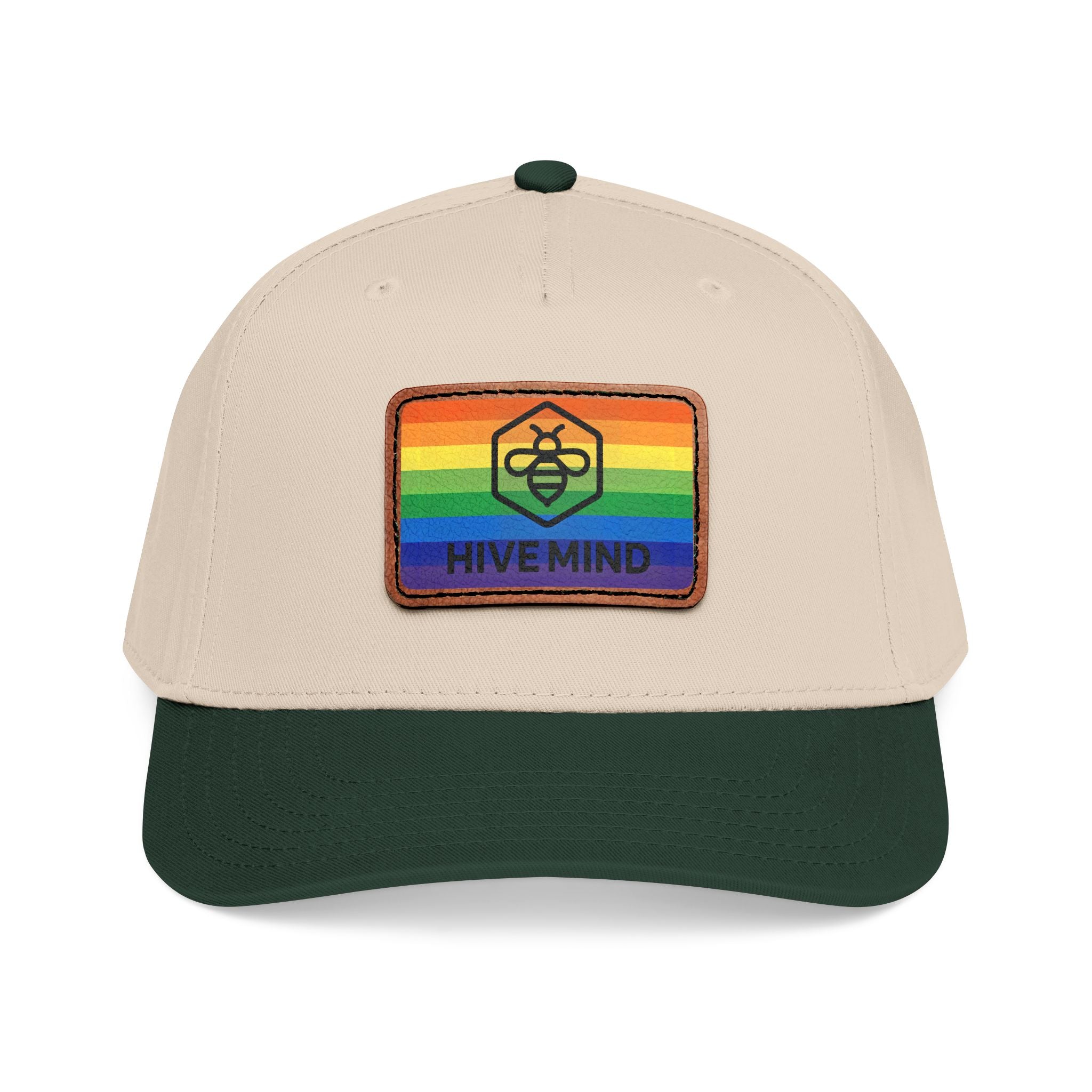 HAT — Rainbow Leather Patch Baseball Cap "HIVE MIND"