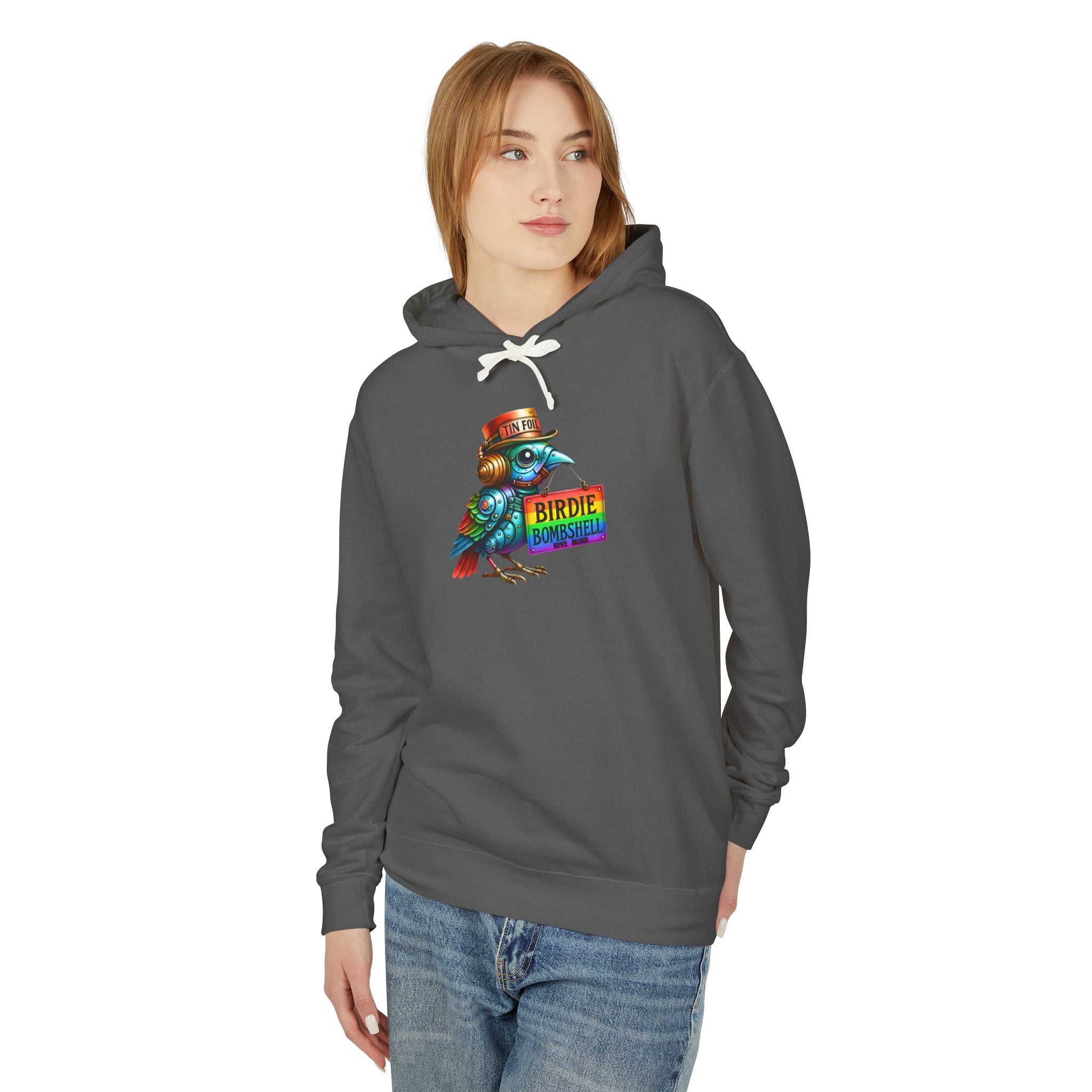 Birdie Barista Hoodie — Colorful Retro Coffee Bird Graphic Hoodie