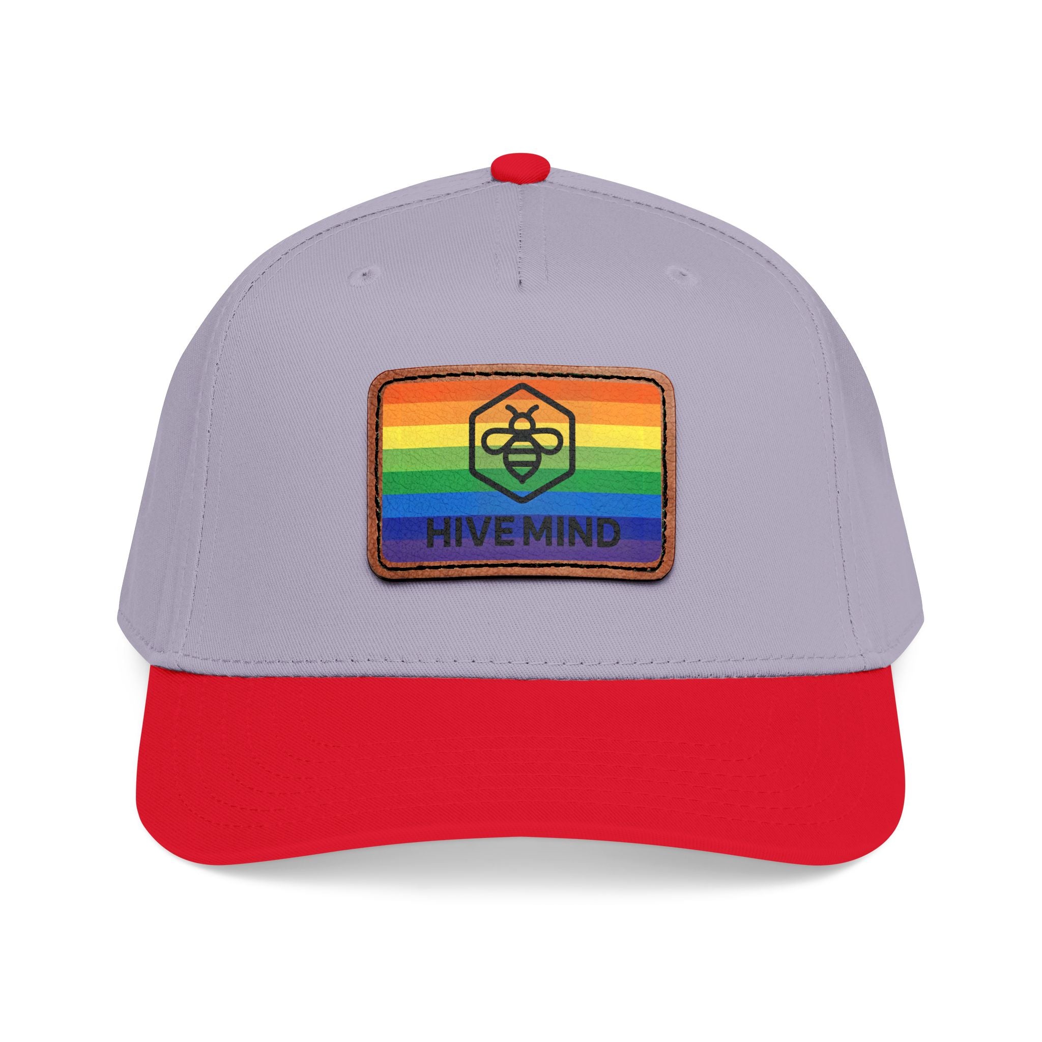 HAT — Rainbow Leather Patch Baseball Cap "HIVE MIND"