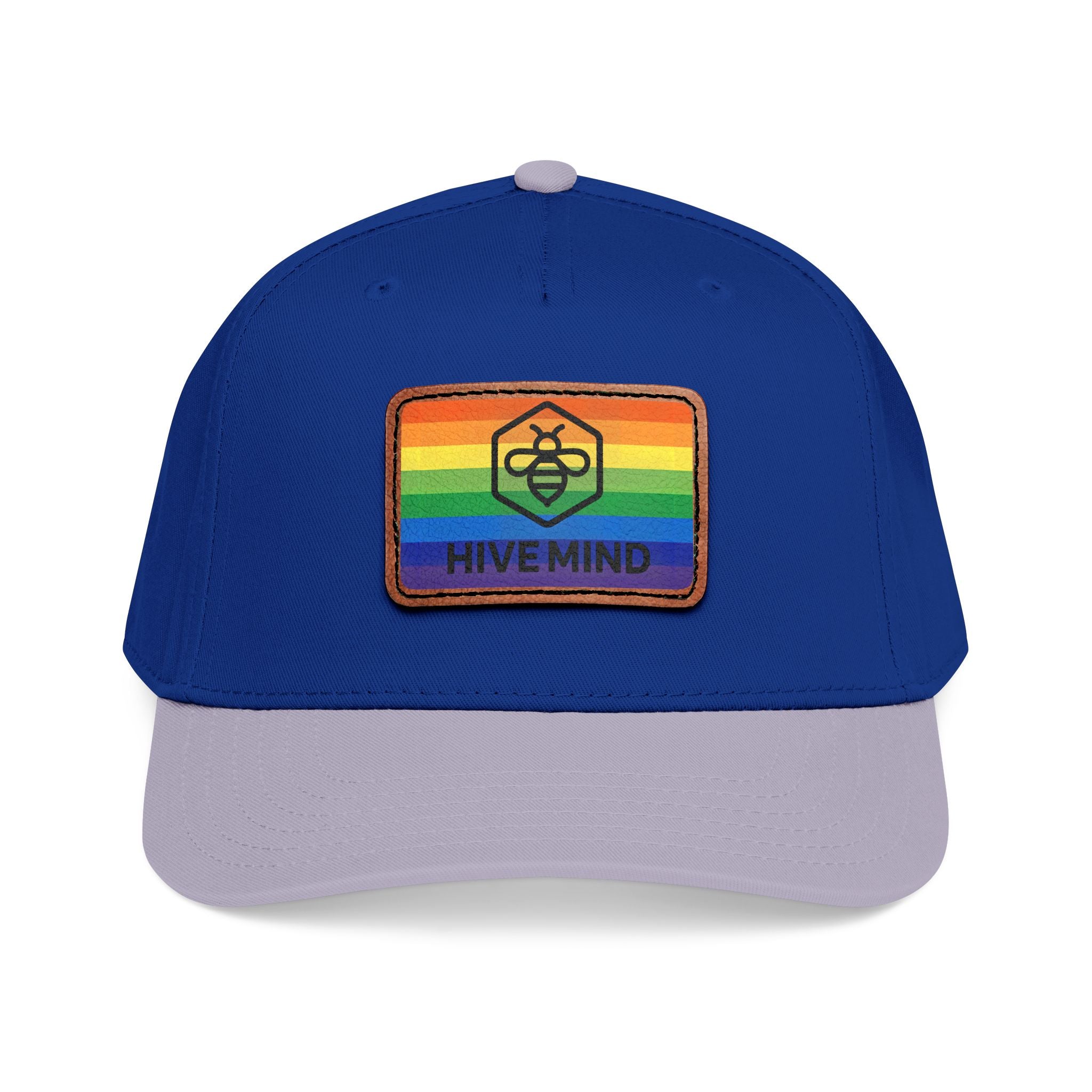 HAT — Rainbow Leather Patch Baseball Cap "HIVE MIND"
