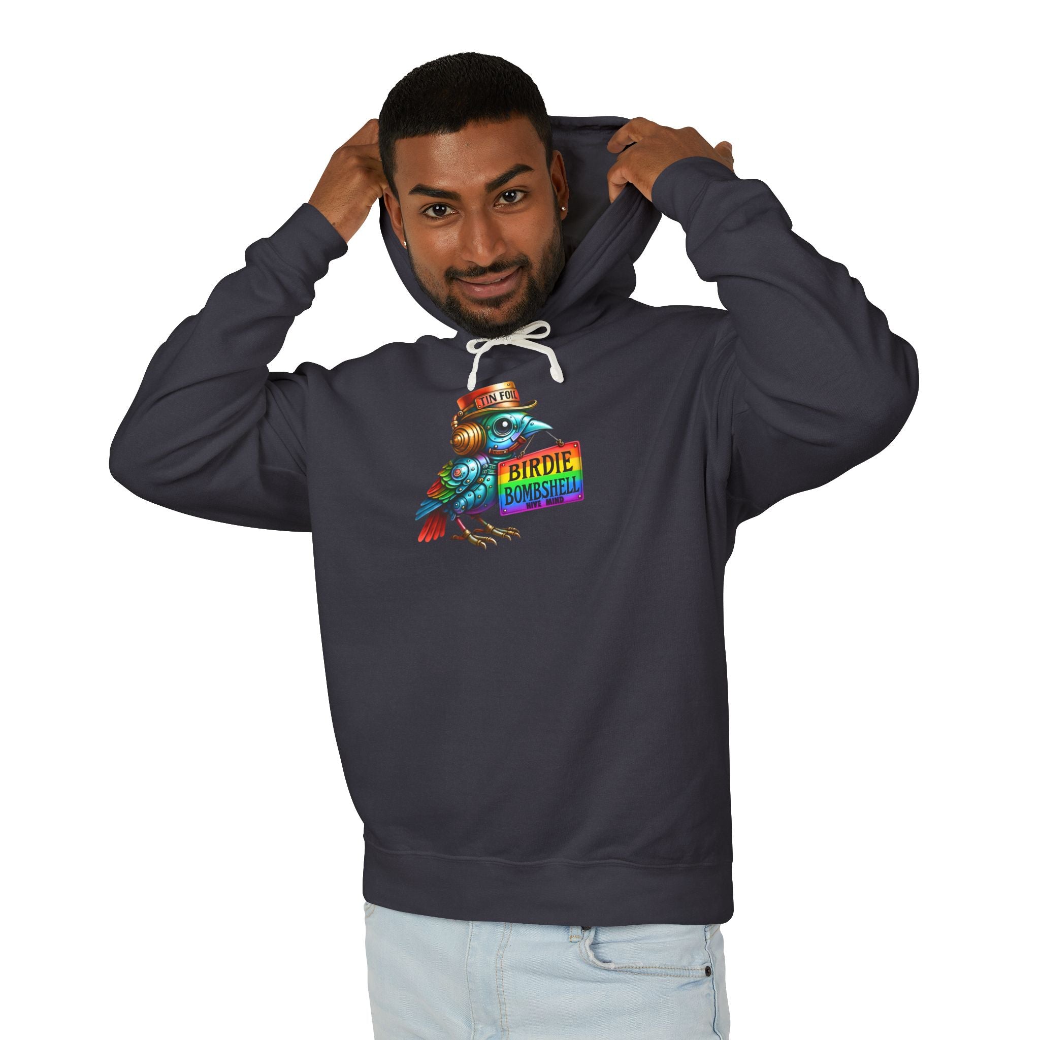 Birdie Barista Hoodie — Colorful Retro Coffee Bird Graphic Hoodie