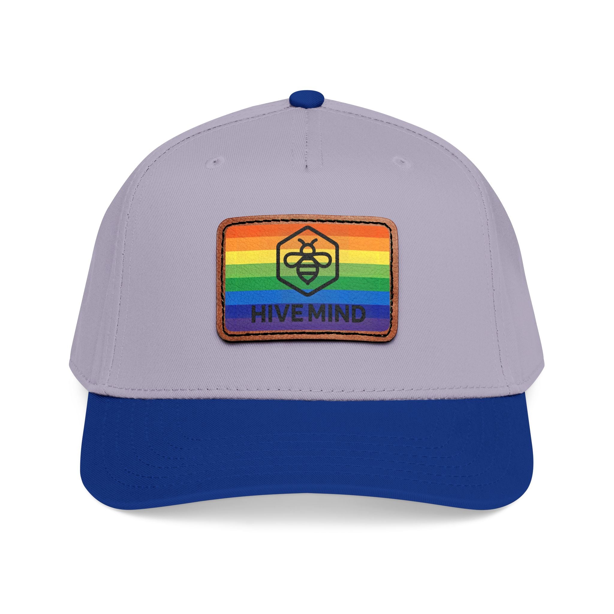 HAT — Rainbow Leather Patch Baseball Cap "HIVE MIND"