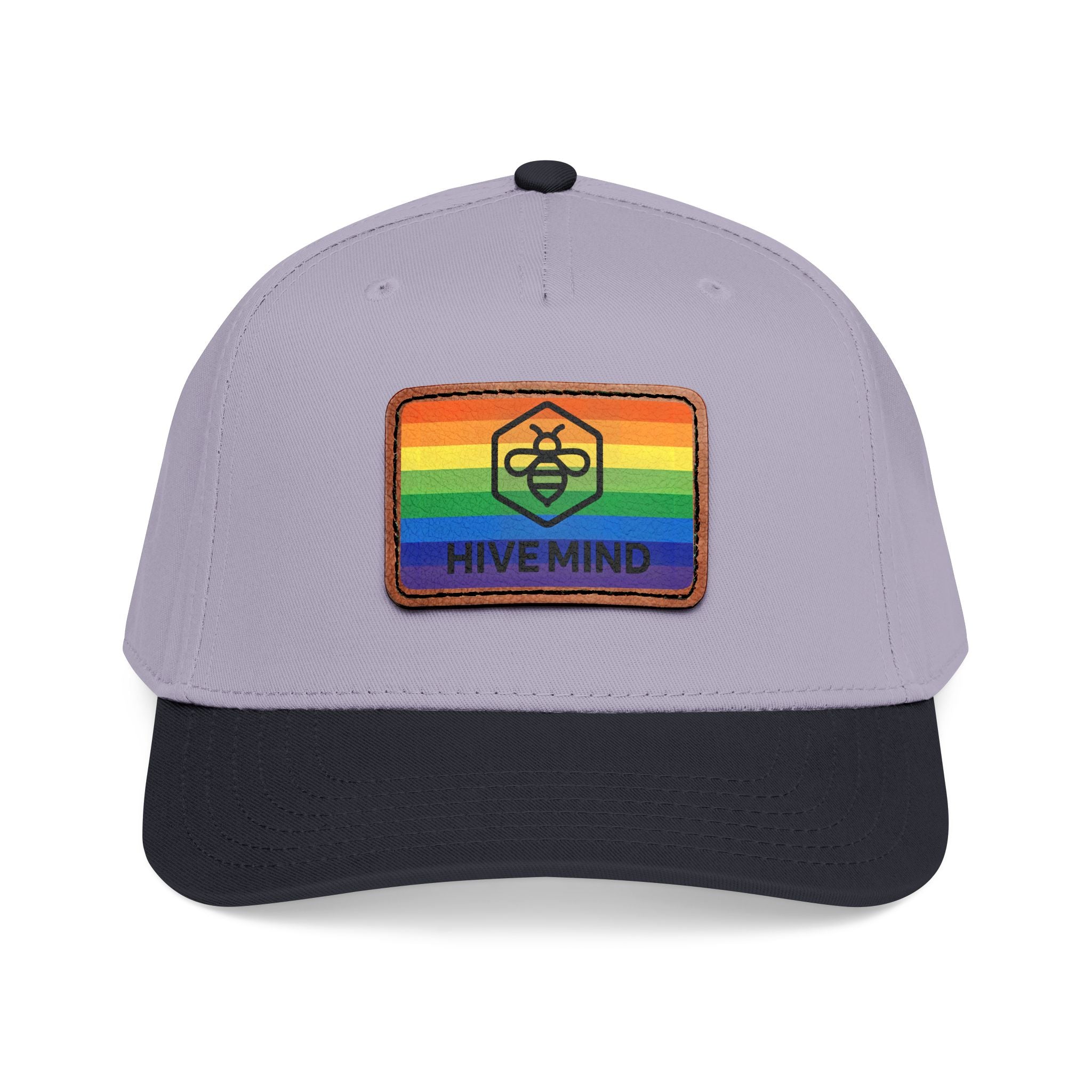 HAT — Rainbow Leather Patch Baseball Cap "HIVE MIND"