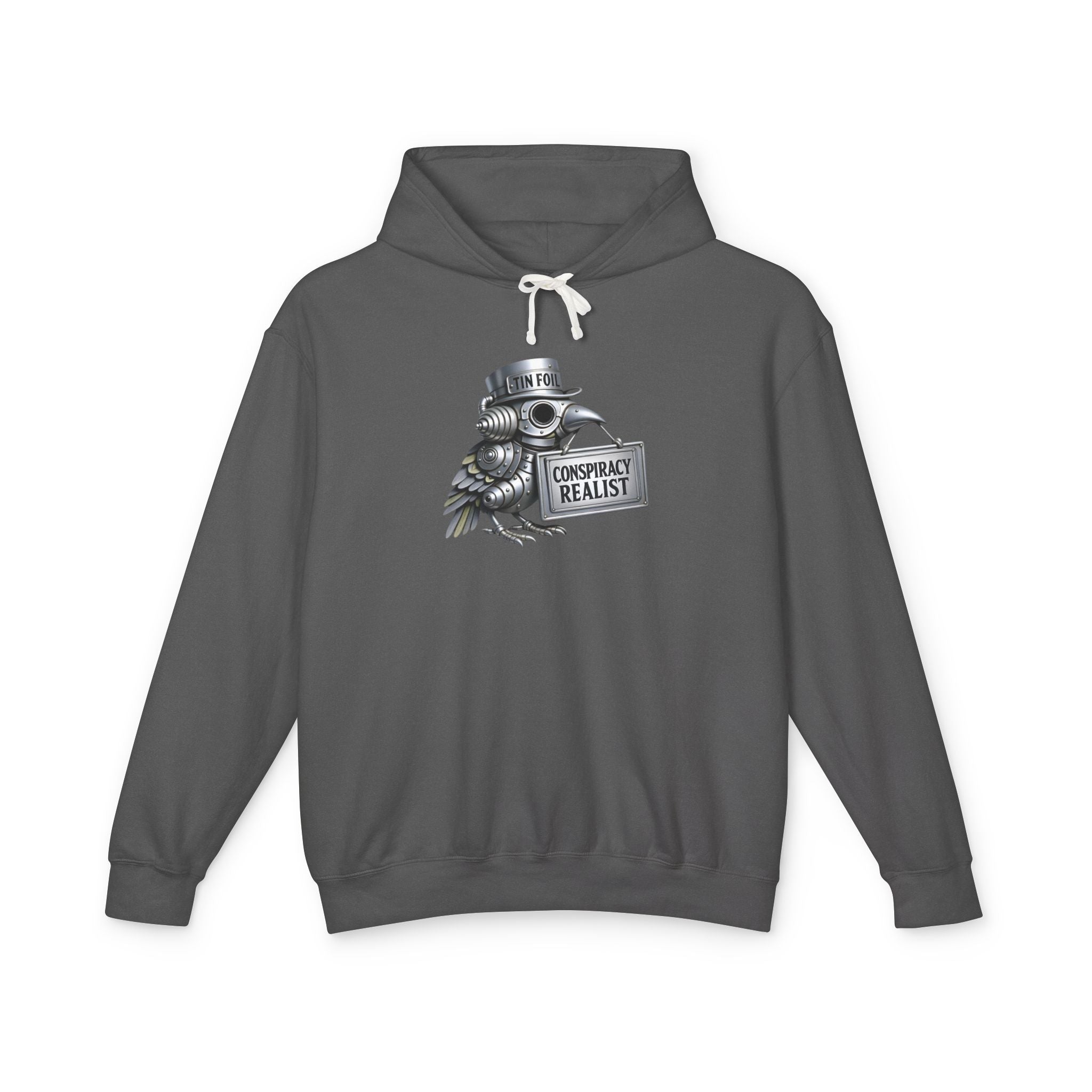 Conspiracy Realist Hoodie – Vintage Crow with Sign Graphic