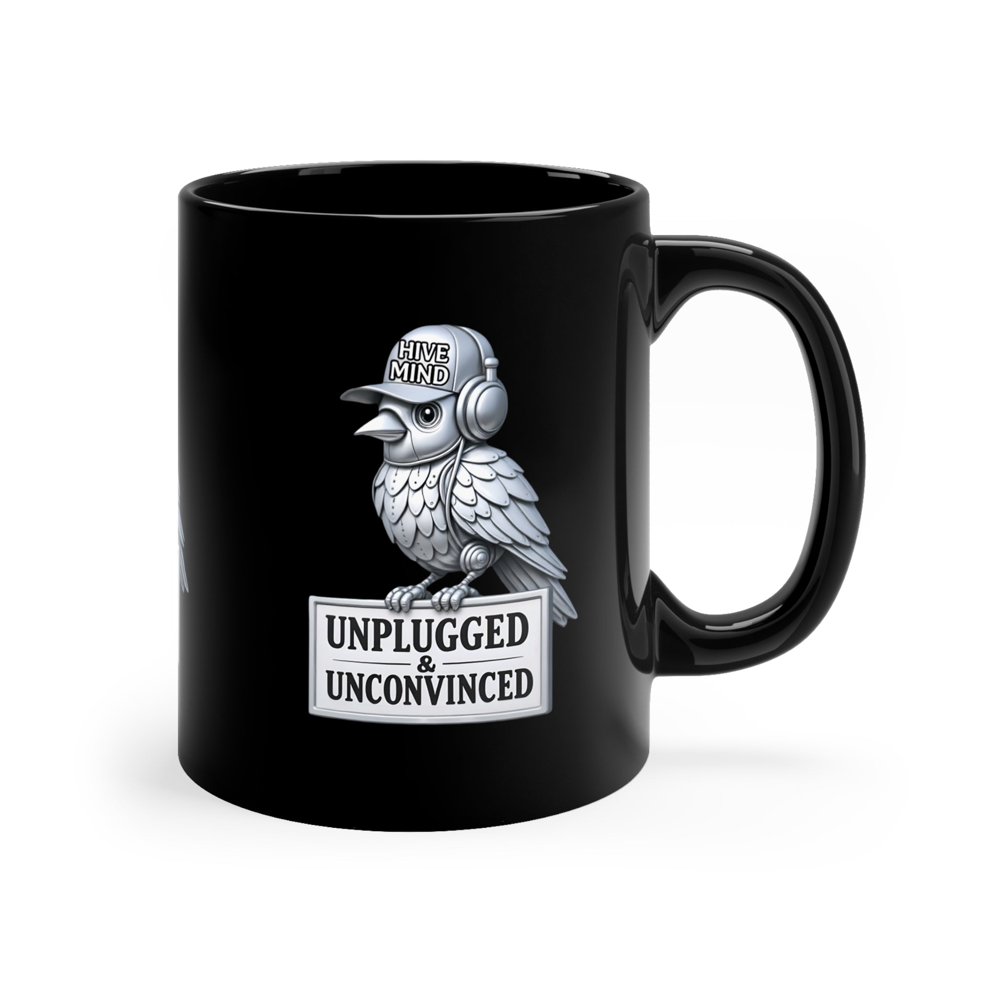 Unplugged & Unconvinced Coffee Mug — Black 11oz