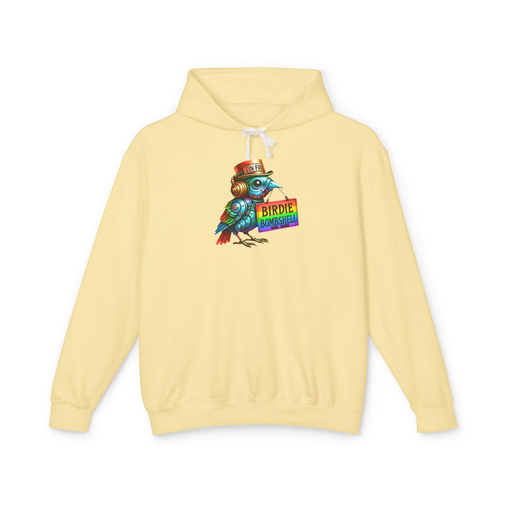 Birdie Barista Hoodie — Colorful Retro Coffee Bird Graphic Hoodie