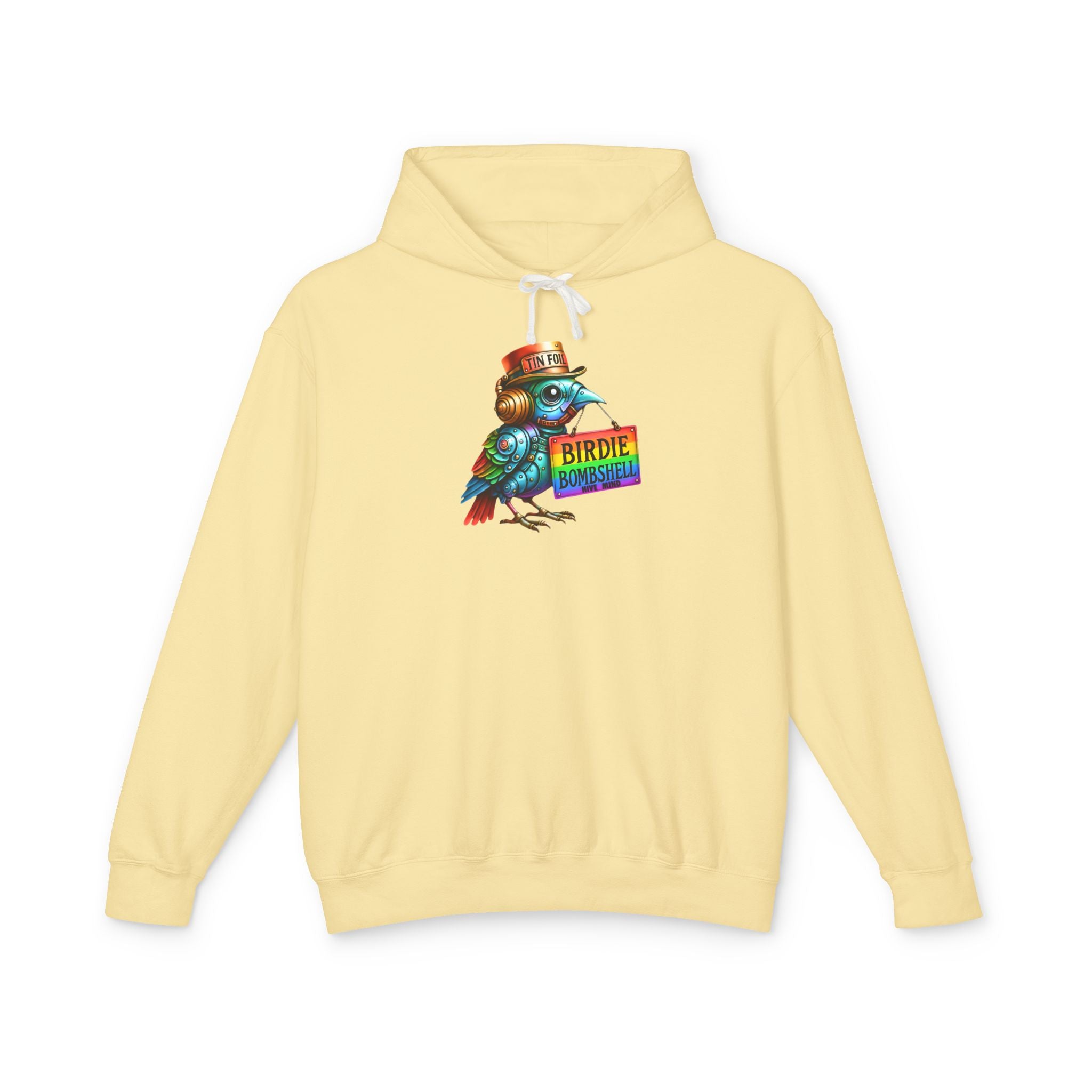 Birdie Barista Hoodie — Colorful Retro Coffee Bird Graphic Hoodie