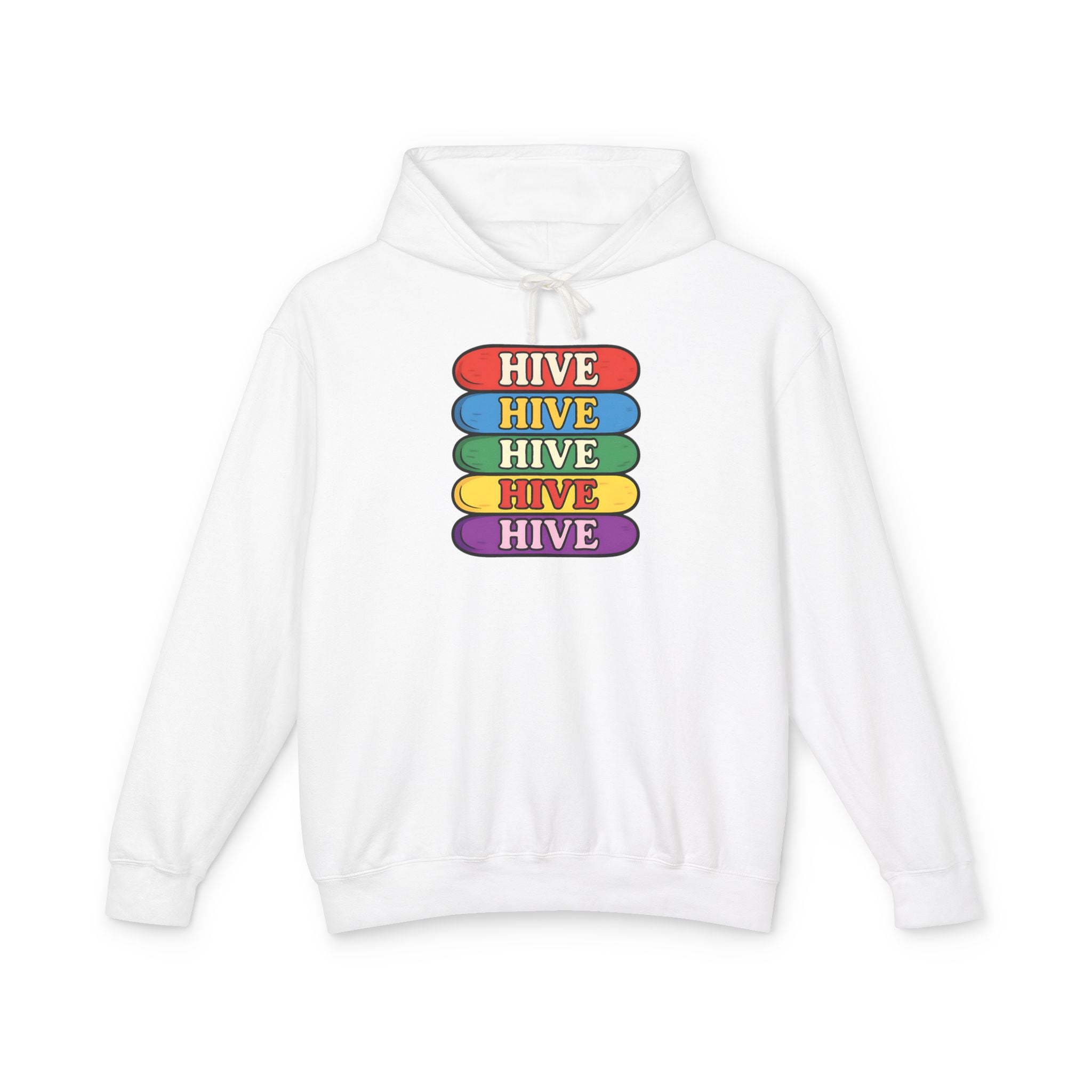Hive Rainbow Hoodie — Retro Stacked Skateboard Graphic Hoodie