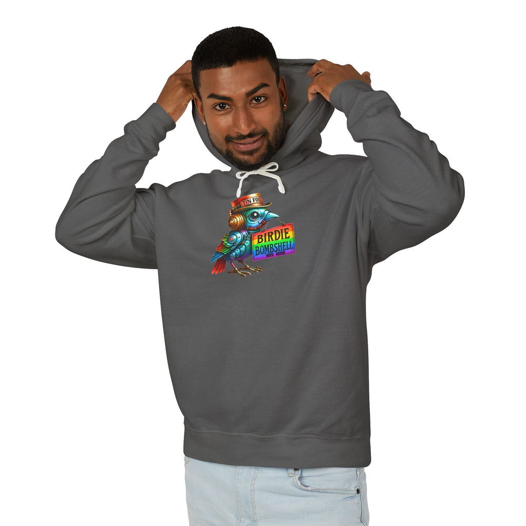 Birdie Barista Hoodie — Colorful Retro Coffee Bird Graphic Hoodie