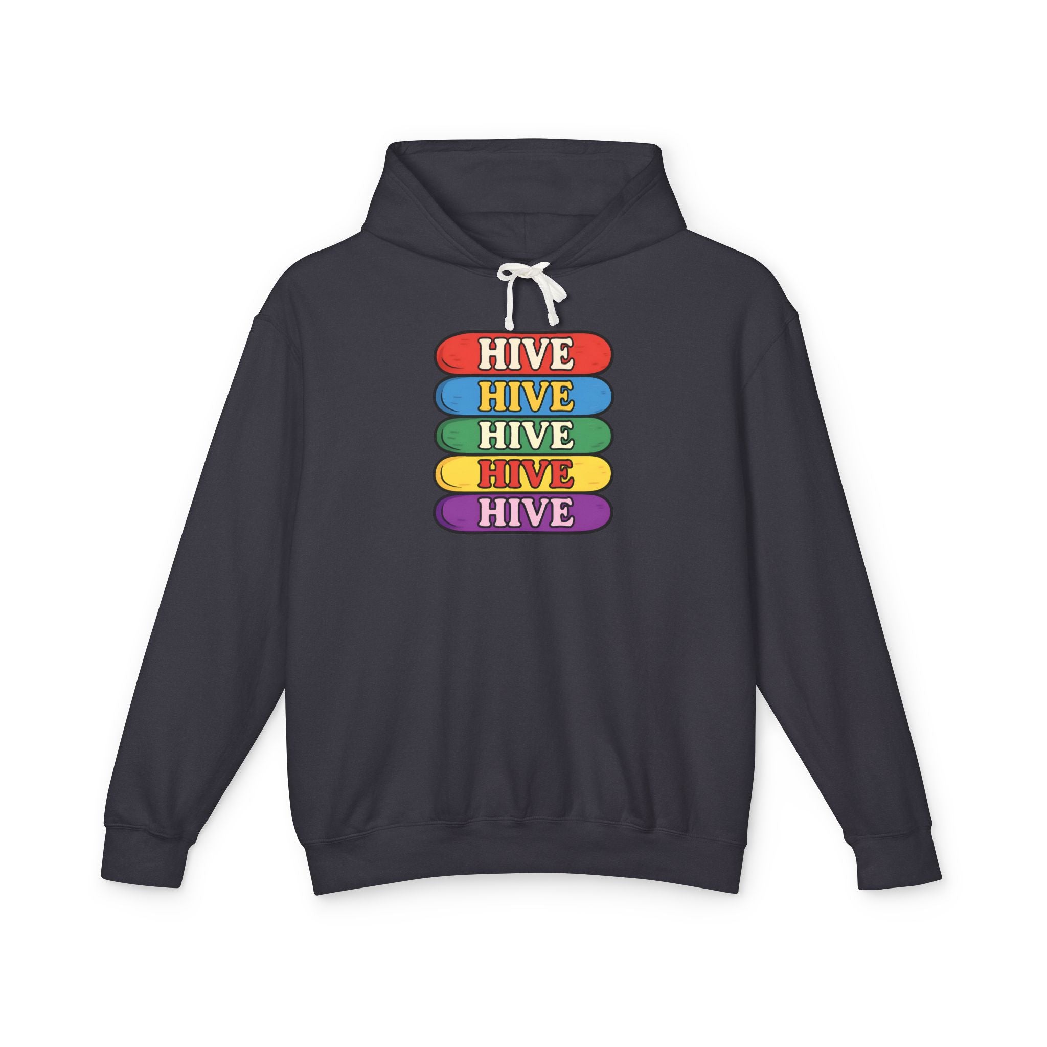 Hive Rainbow Hoodie — Retro Stacked Skateboard Graphic Hoodie