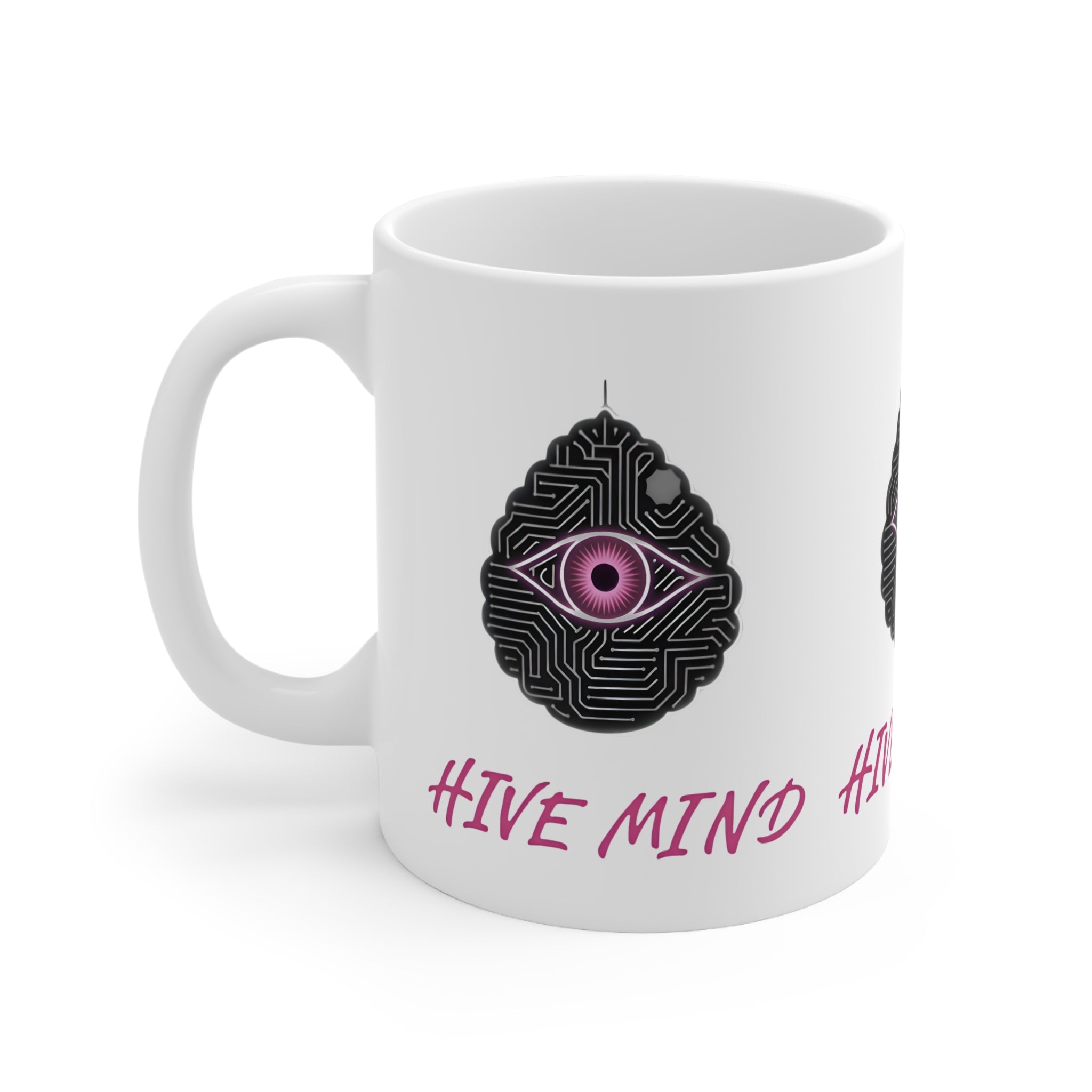 Ceramic Mug — 'Hive Mind' Pink Eye Circuit Design, 11oz & 15oz