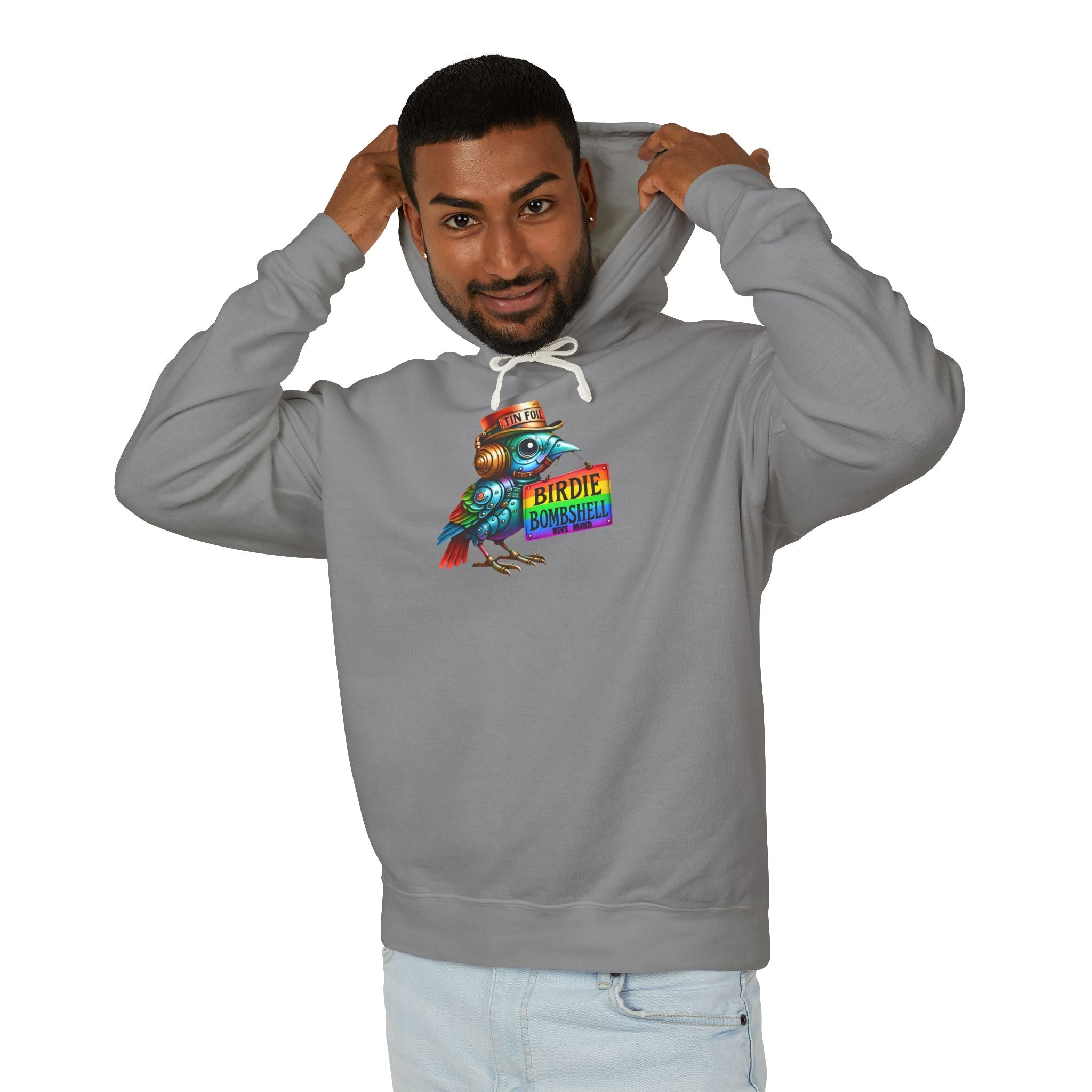 Birdie Barista Hoodie — Colorful Retro Coffee Bird Graphic Hoodie